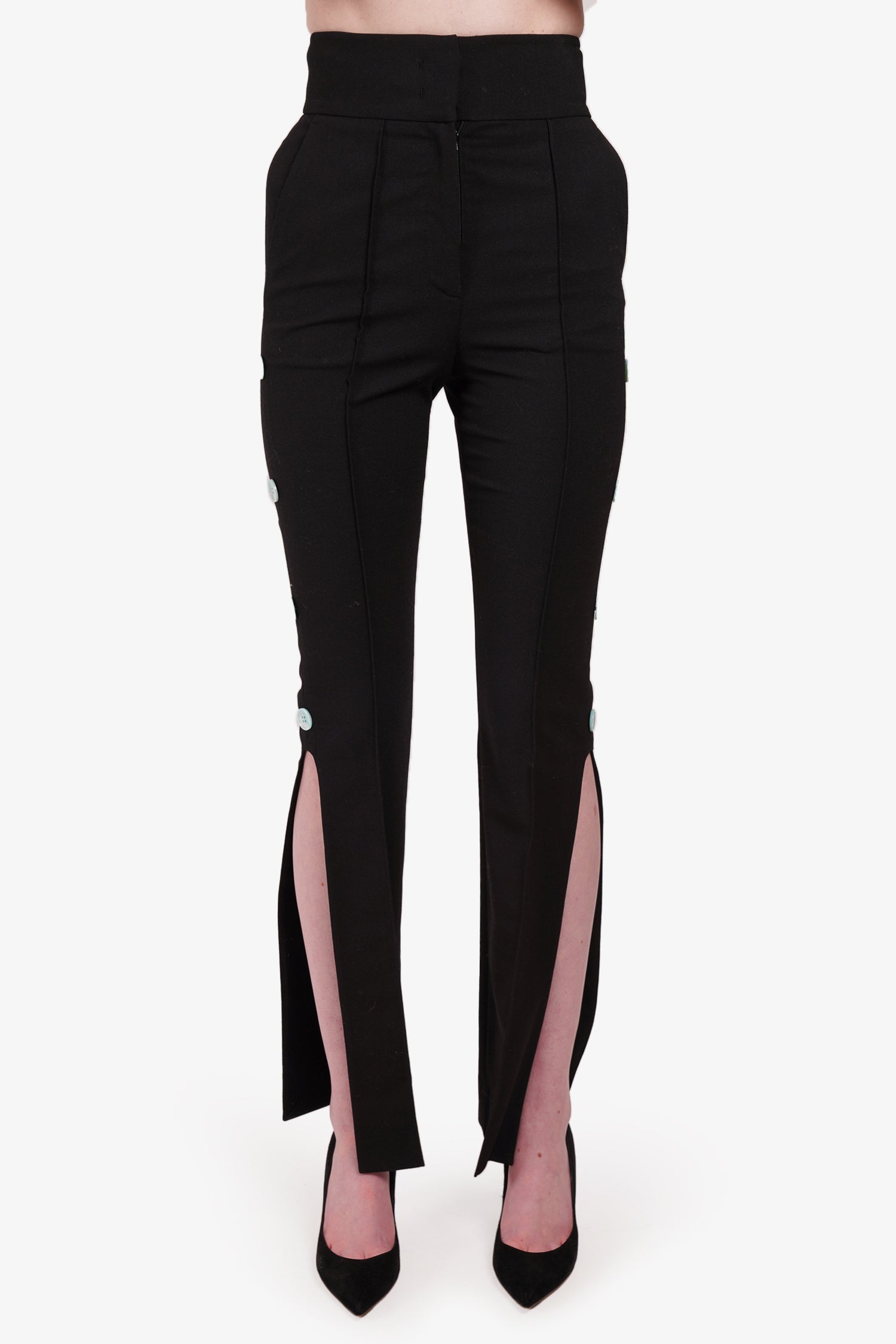 We11Done Black Side Slid Pleated Pants With Buttons Size XS