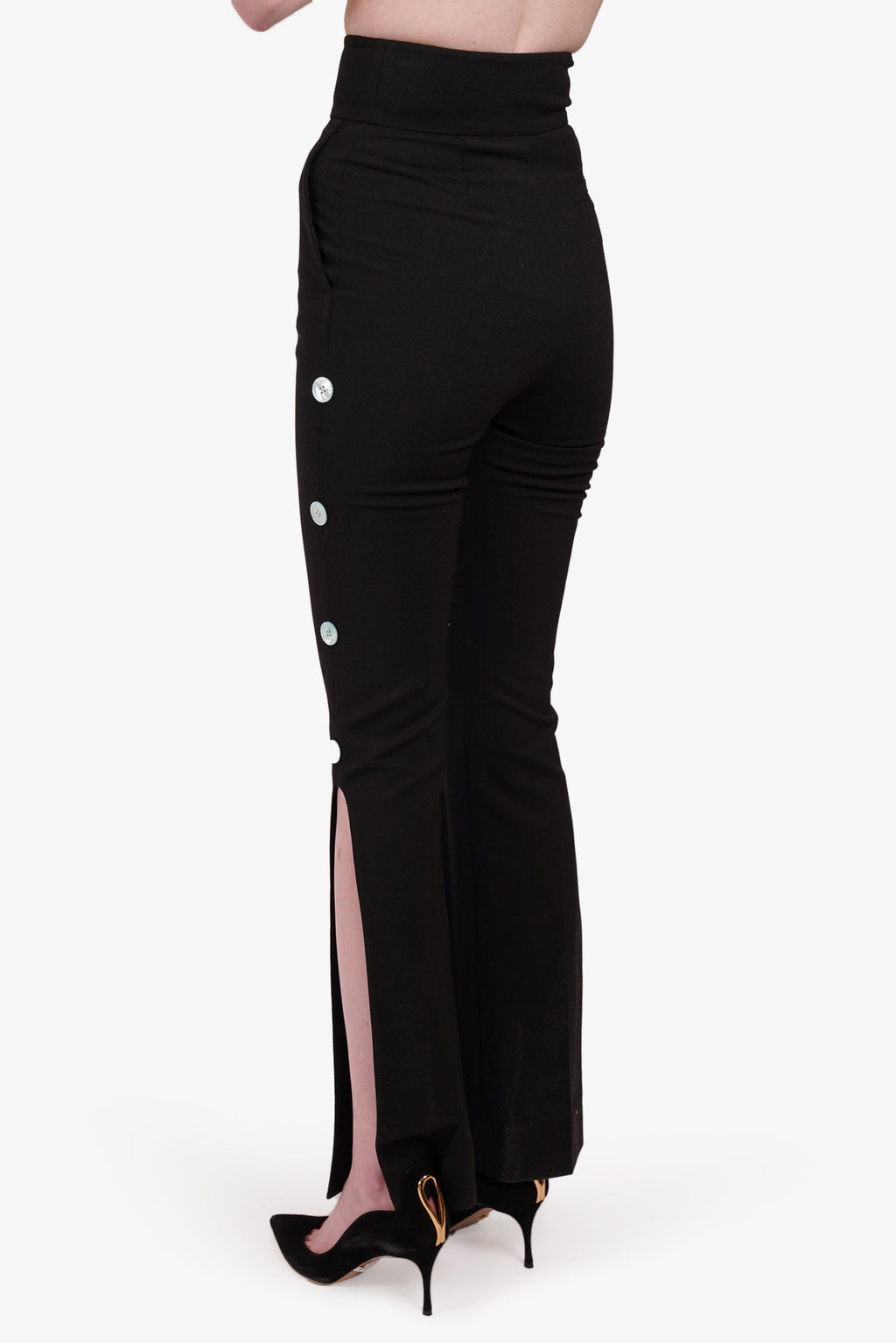 We11Done Black Side Slid Pleated Pants With Buttons Size XS