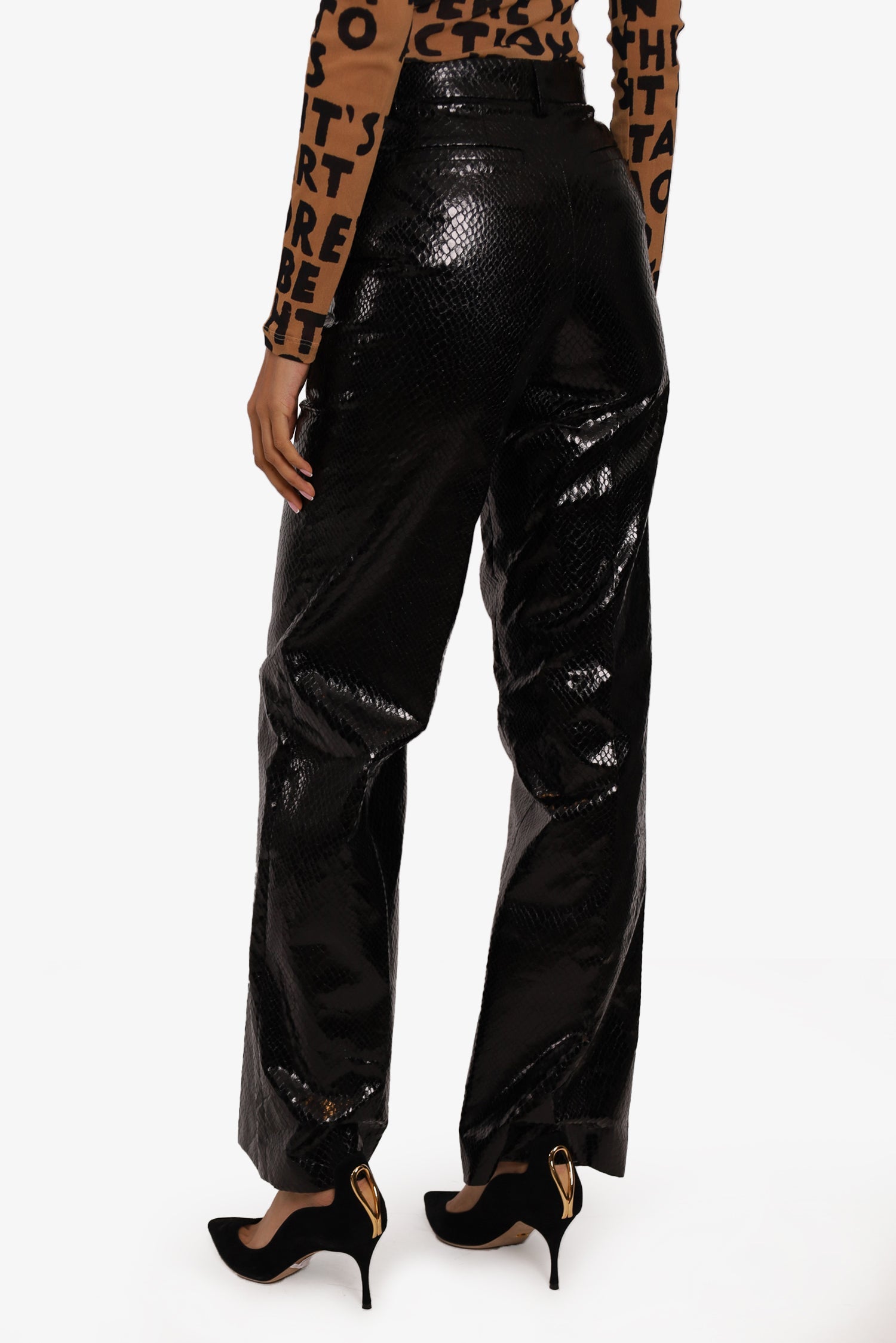 We11Done Black Snake Print Leather Pants Size Small