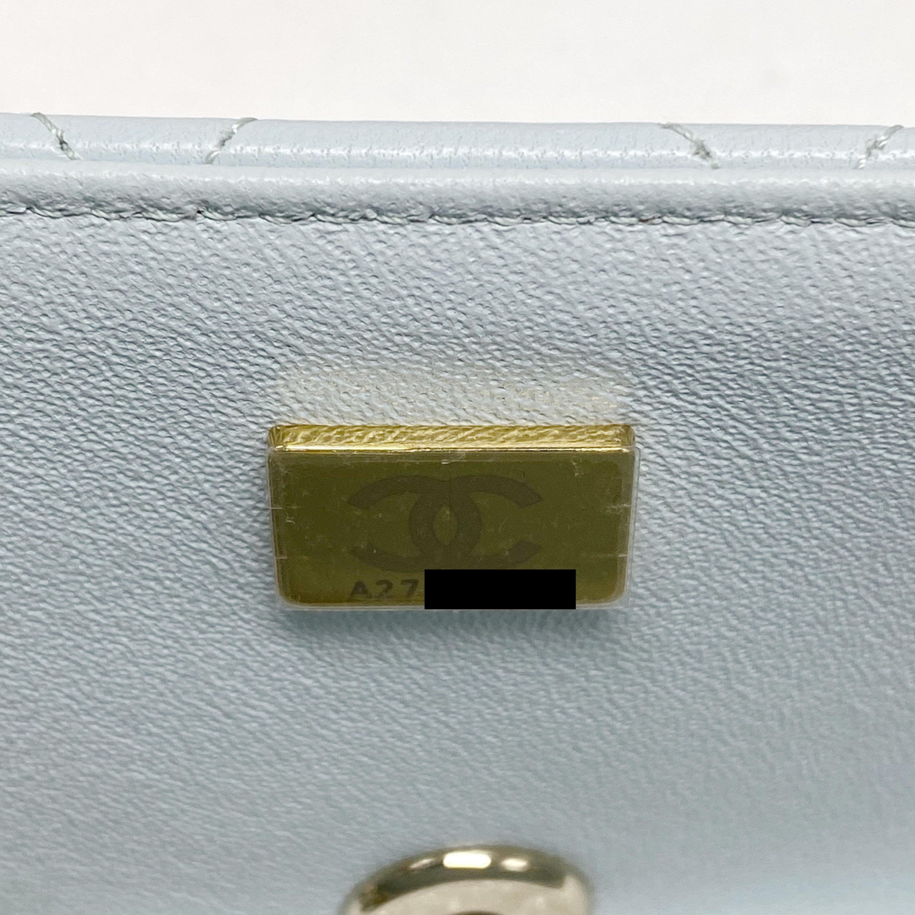 Chanel 21K Mini Top Handle Rectangular Flap Bag Pastel Blue L