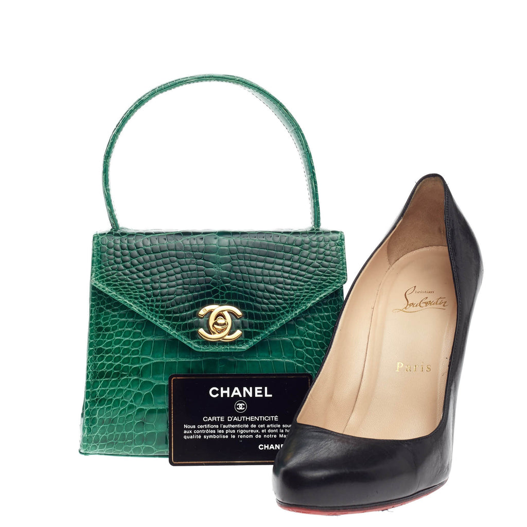 Vintage Top Handle Flap Bag Crocodile Mini