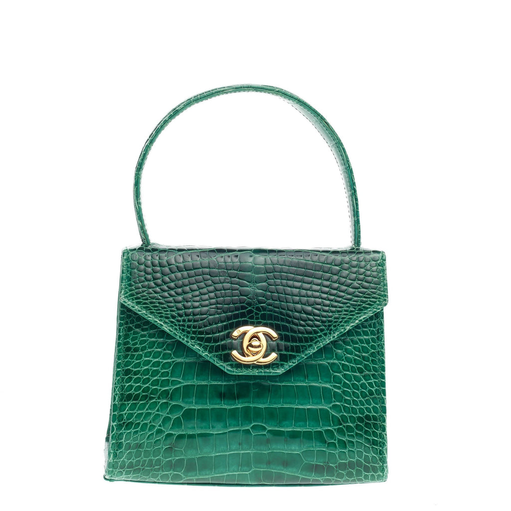Vintage Top Handle Flap Bag Crocodile Mini