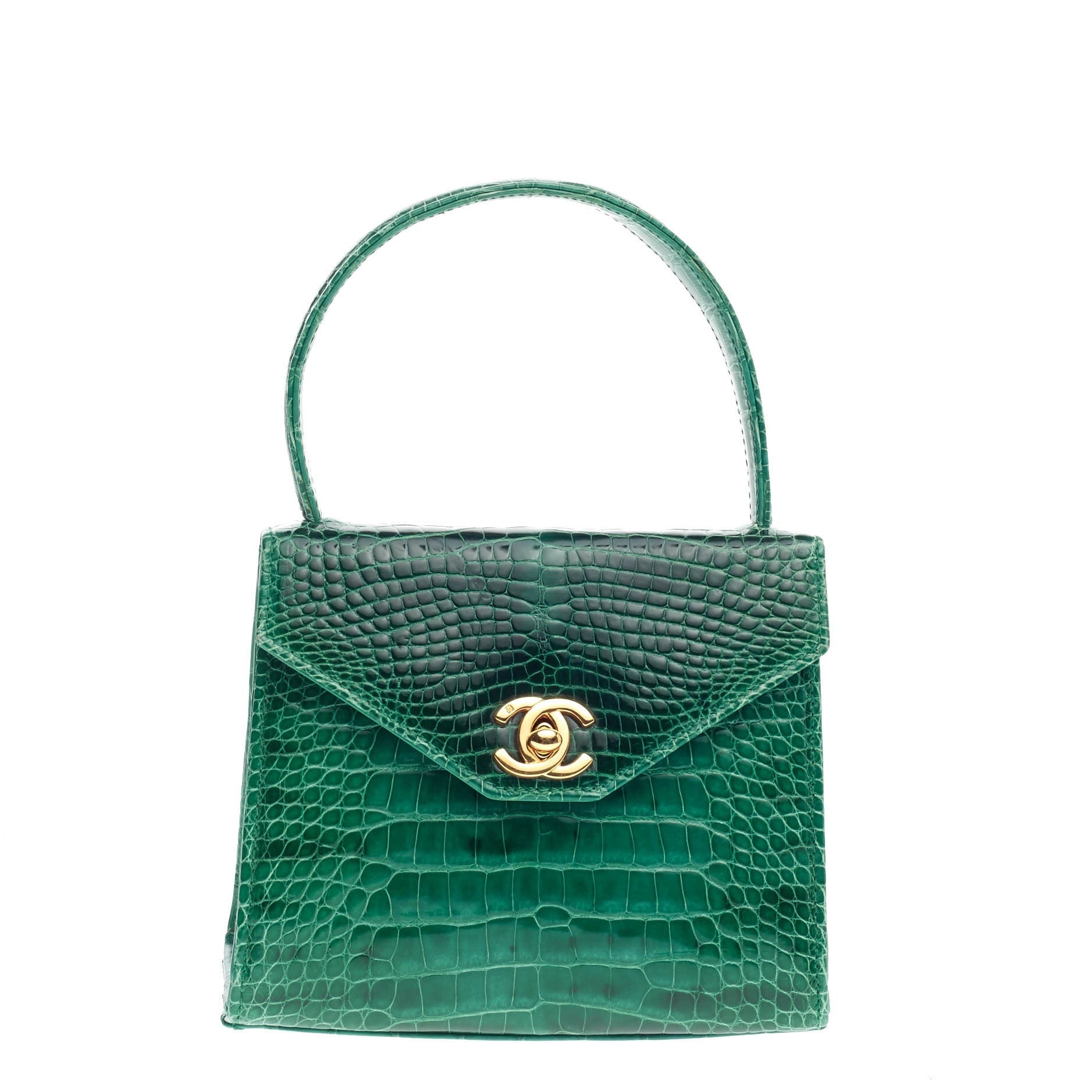 Vintage Top Handle Flap Bag Crocodile Mini