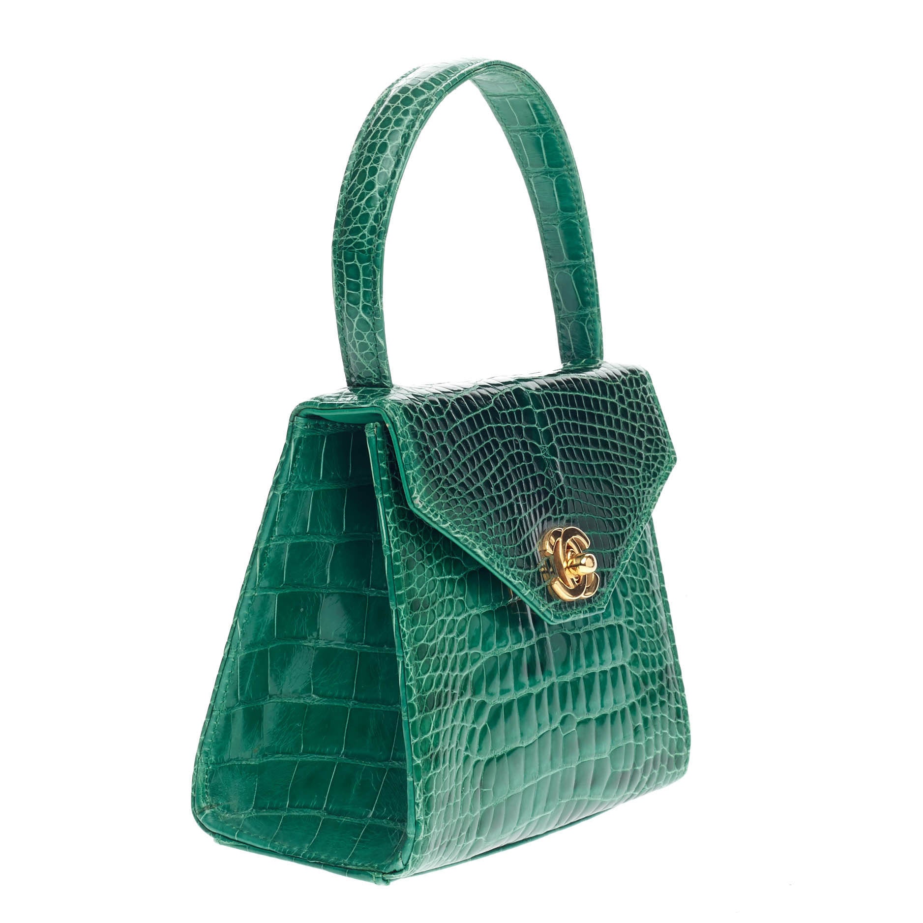 Vintage Top Handle Flap Bag Crocodile Mini