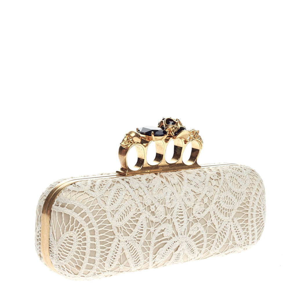 Knuckle Box Clutch Lace Over Leather Long