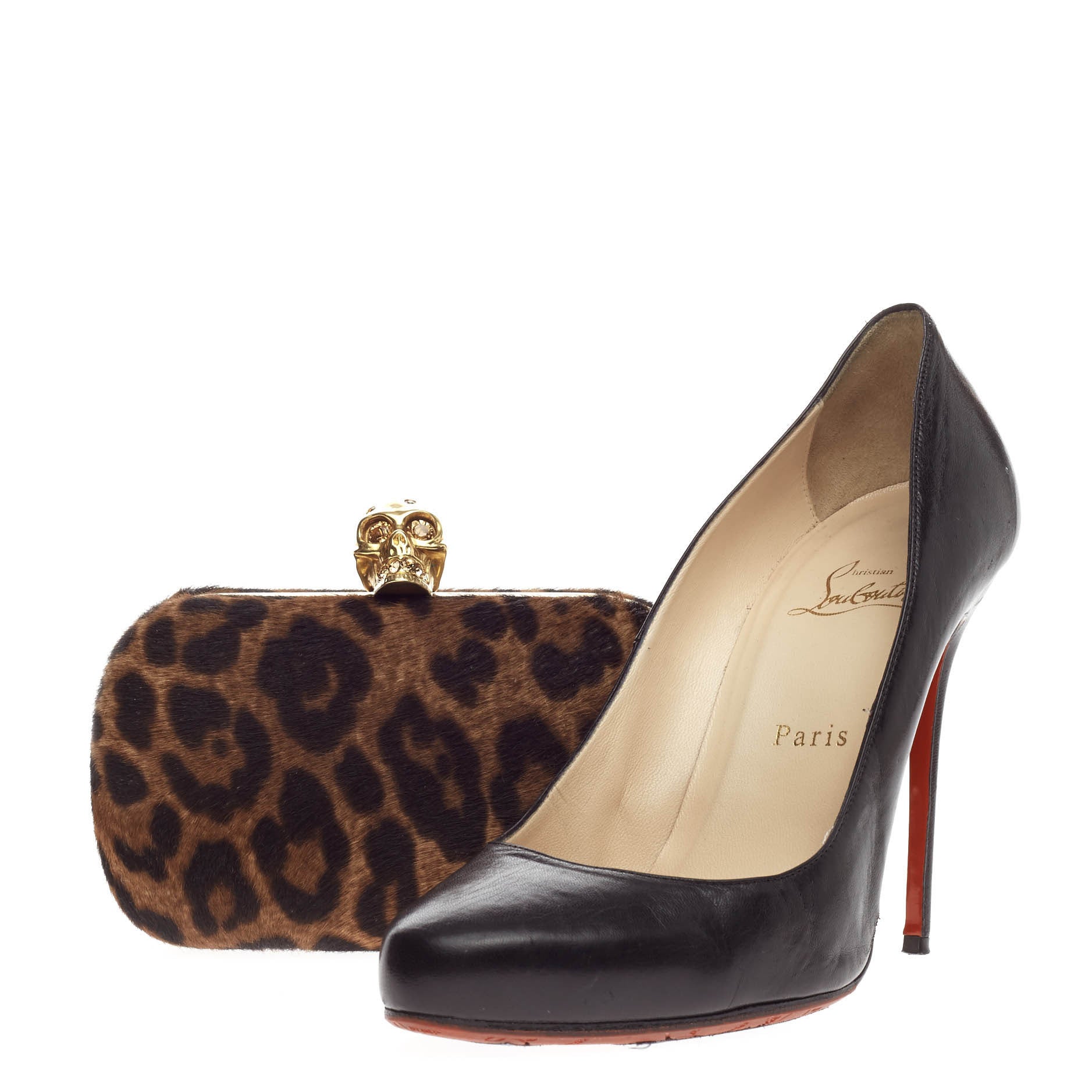 Skull Box Clutch Calf Hair Small