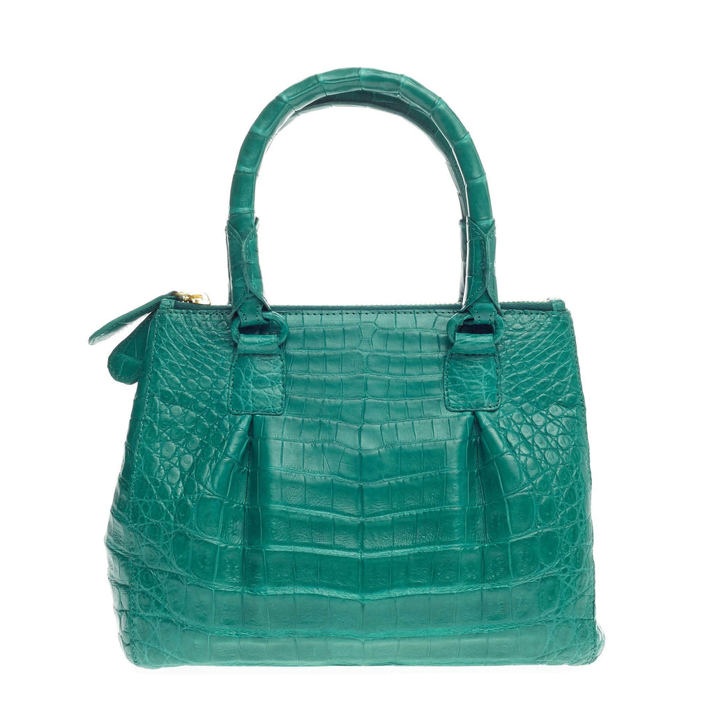 Double Zip Convertible Tote Crocodile Mini