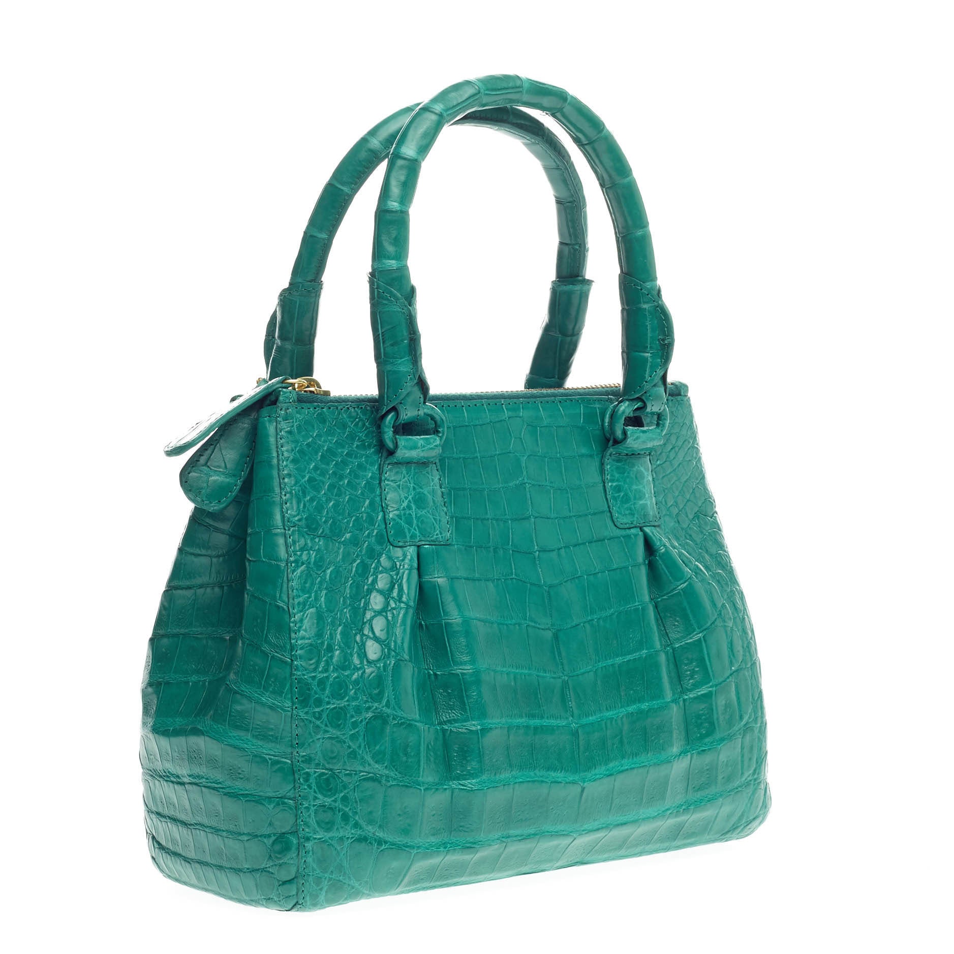 Double Zip Convertible Tote Crocodile Mini