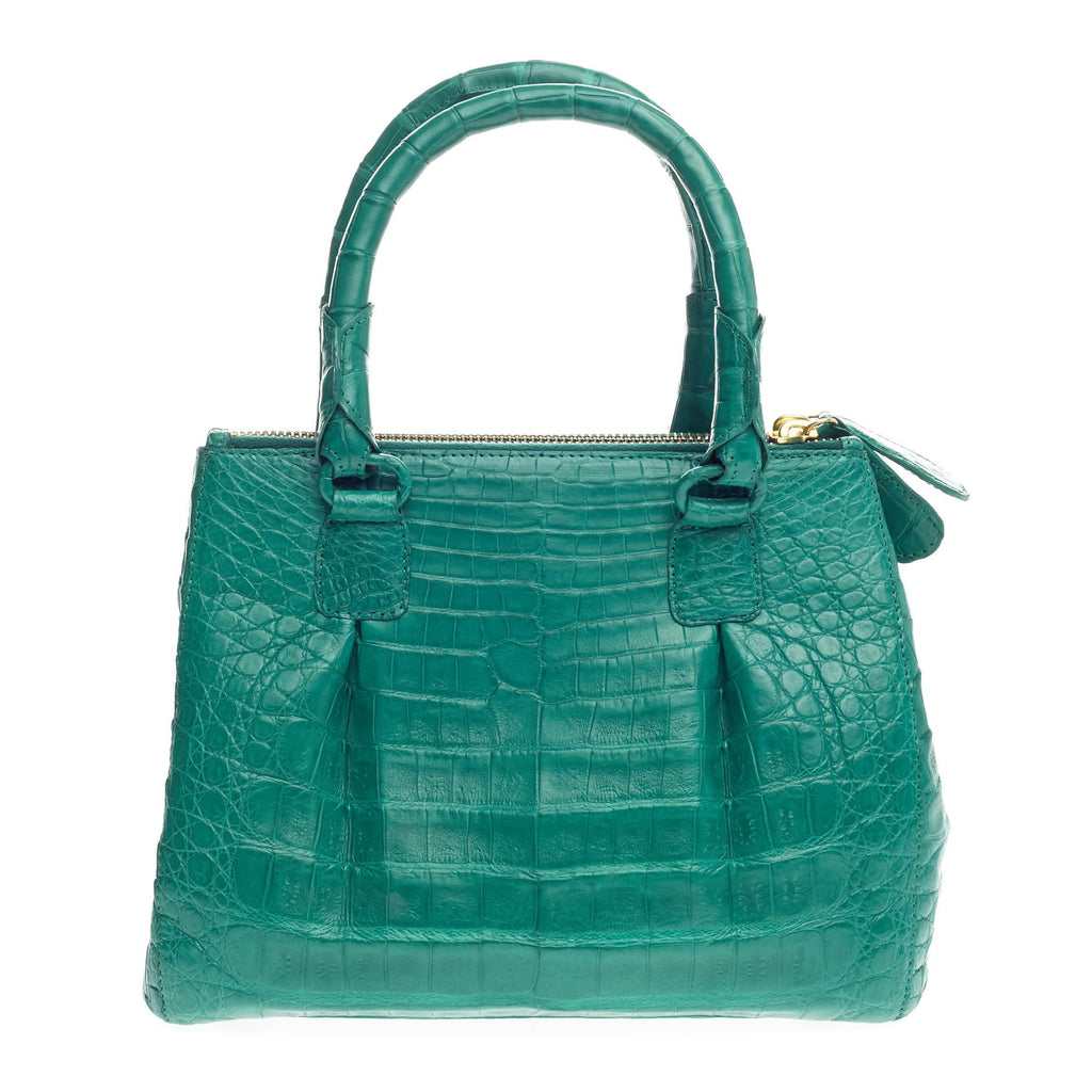 Double Zip Convertible Tote Crocodile Mini