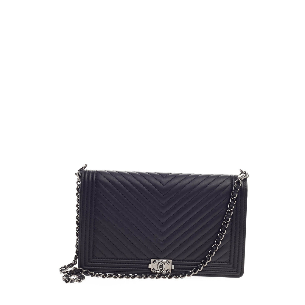 Boy Wallet on Chain Clutch Chevron Calfskin
