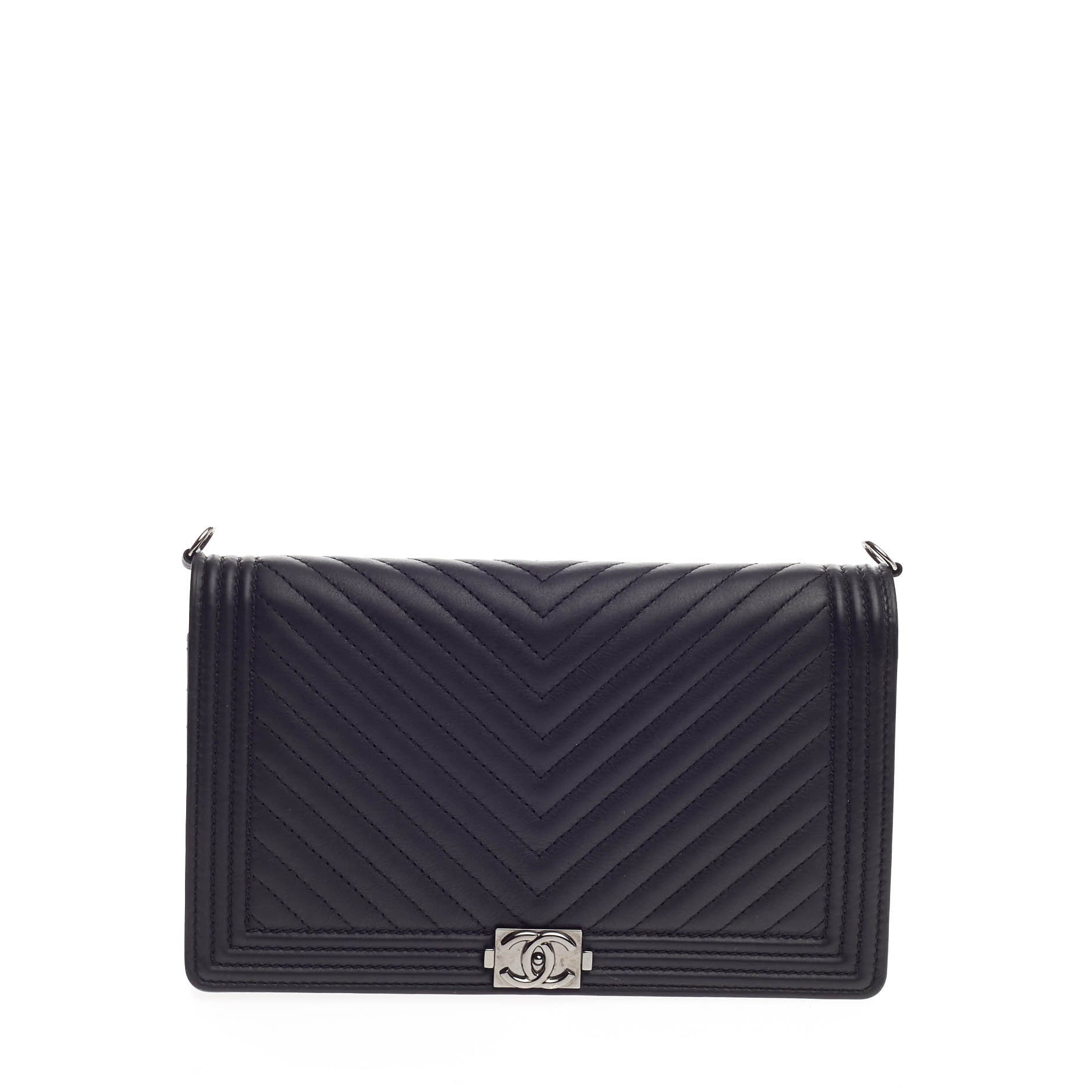 Boy Wallet on Chain Clutch Chevron Calfskin