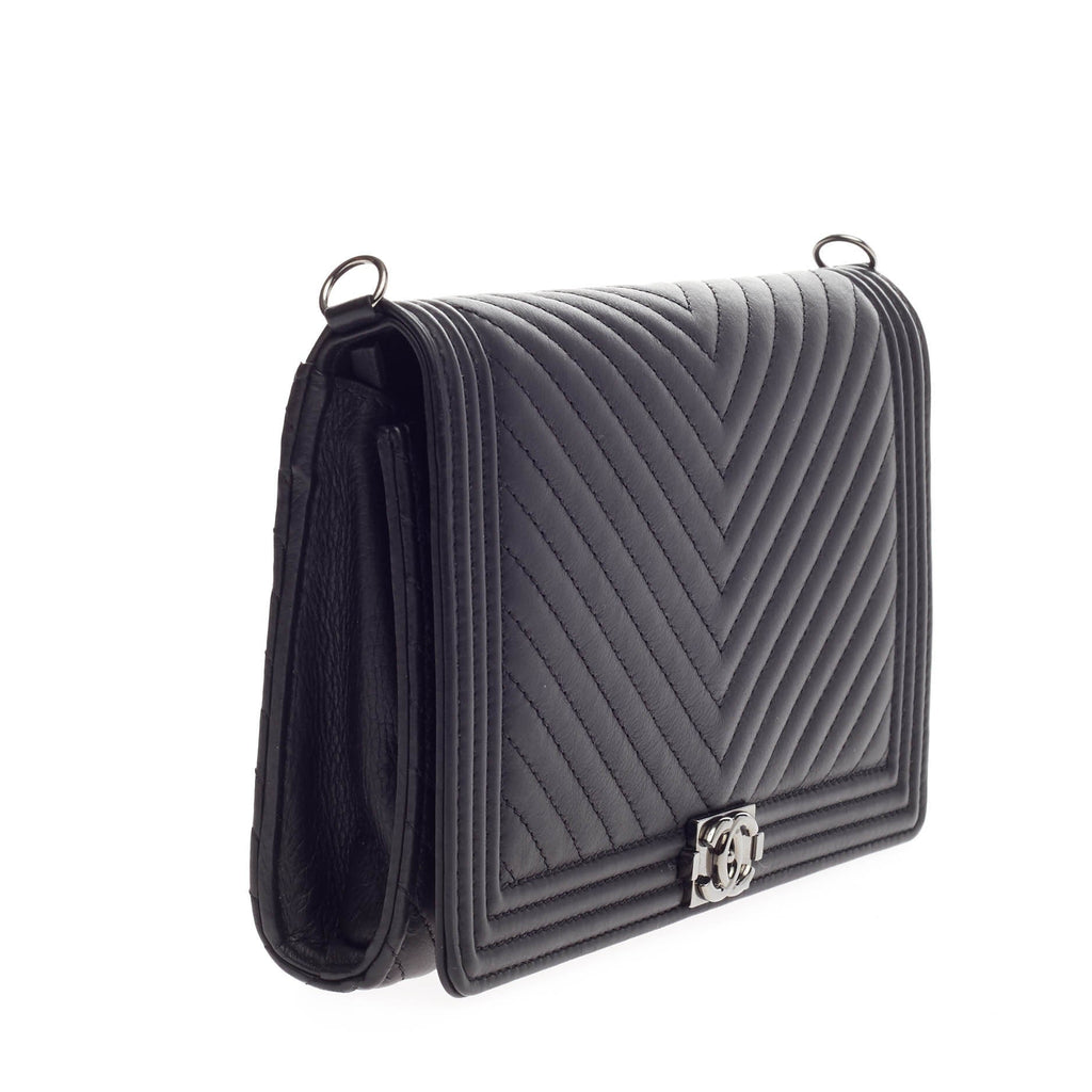 Boy Wallet on Chain Clutch Chevron Calfskin