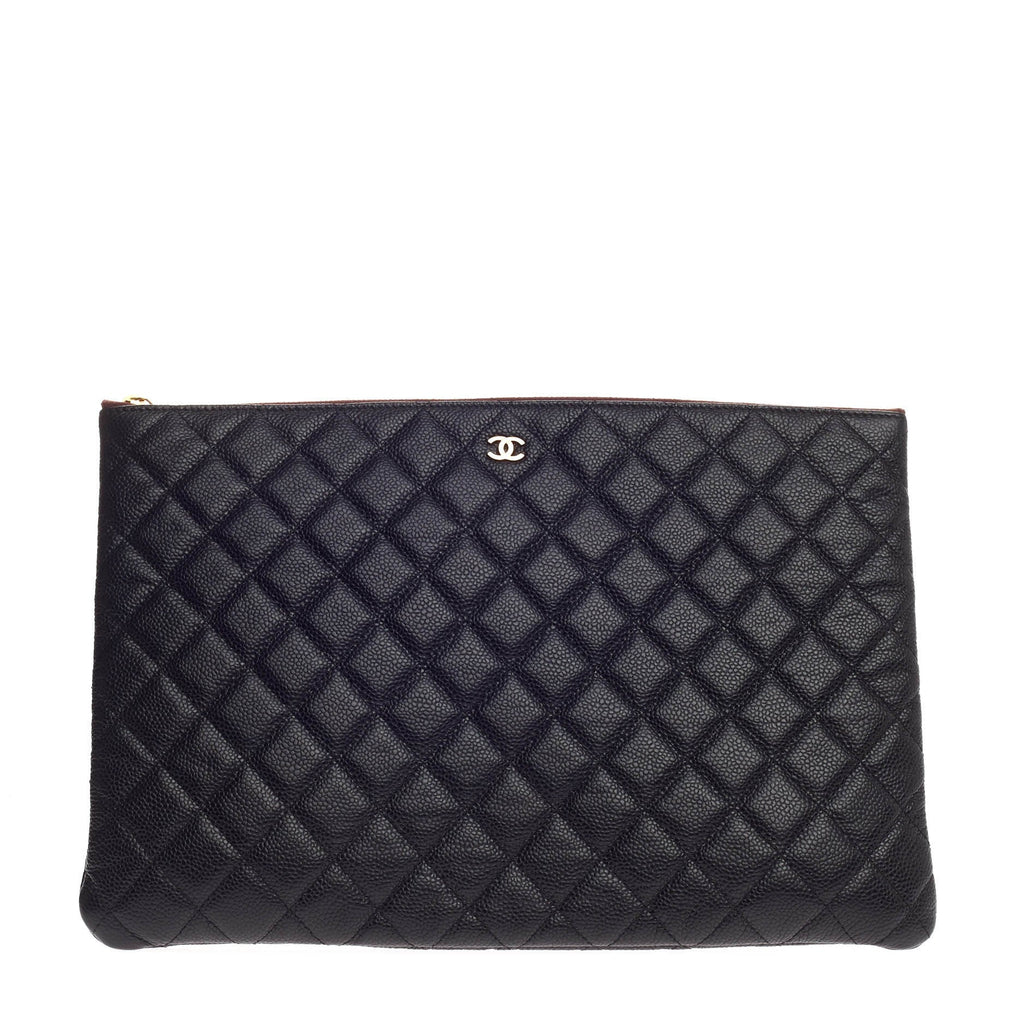 O Case Clutch Quilted Caviar Large