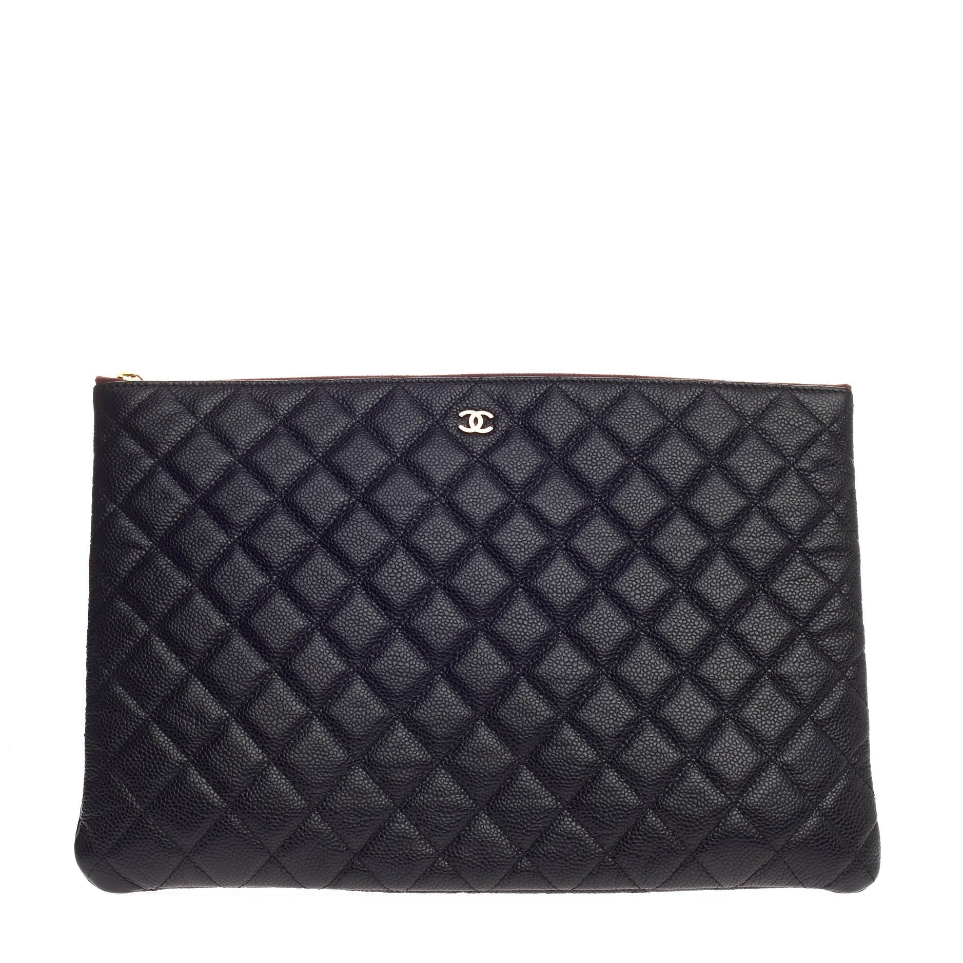 O Case Clutch Quilted Caviar Large
