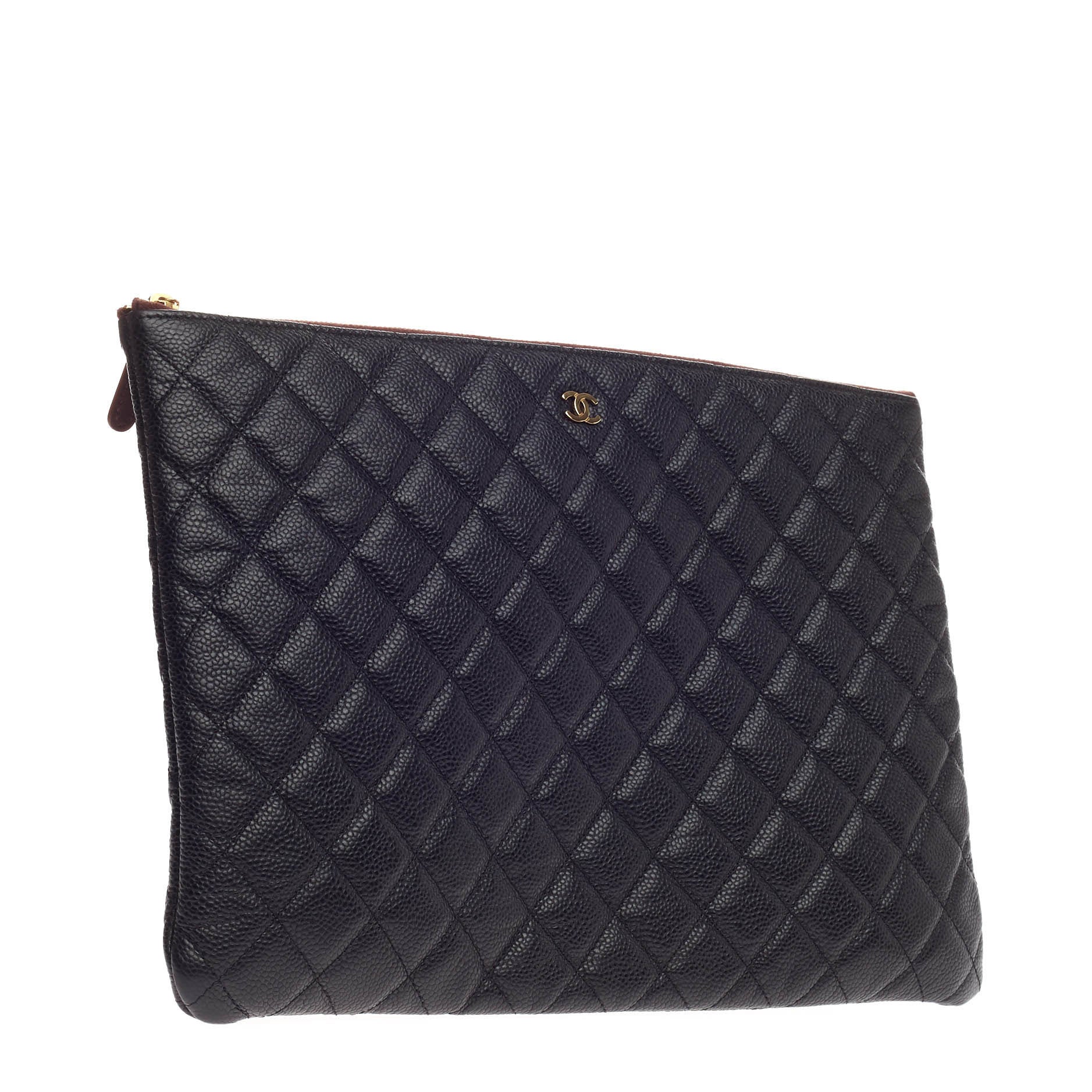 O Case Clutch Quilted Caviar Large
