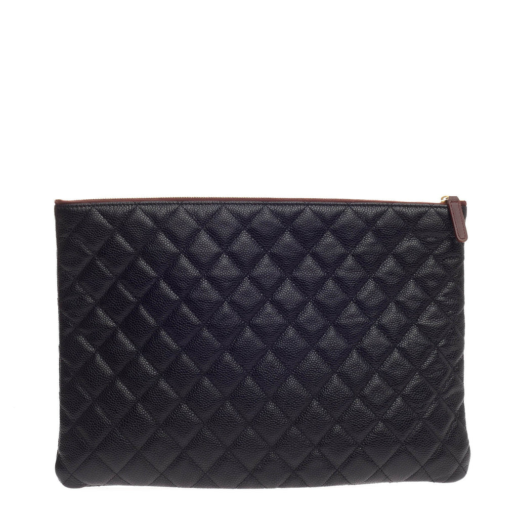 O Case Clutch Quilted Caviar Large