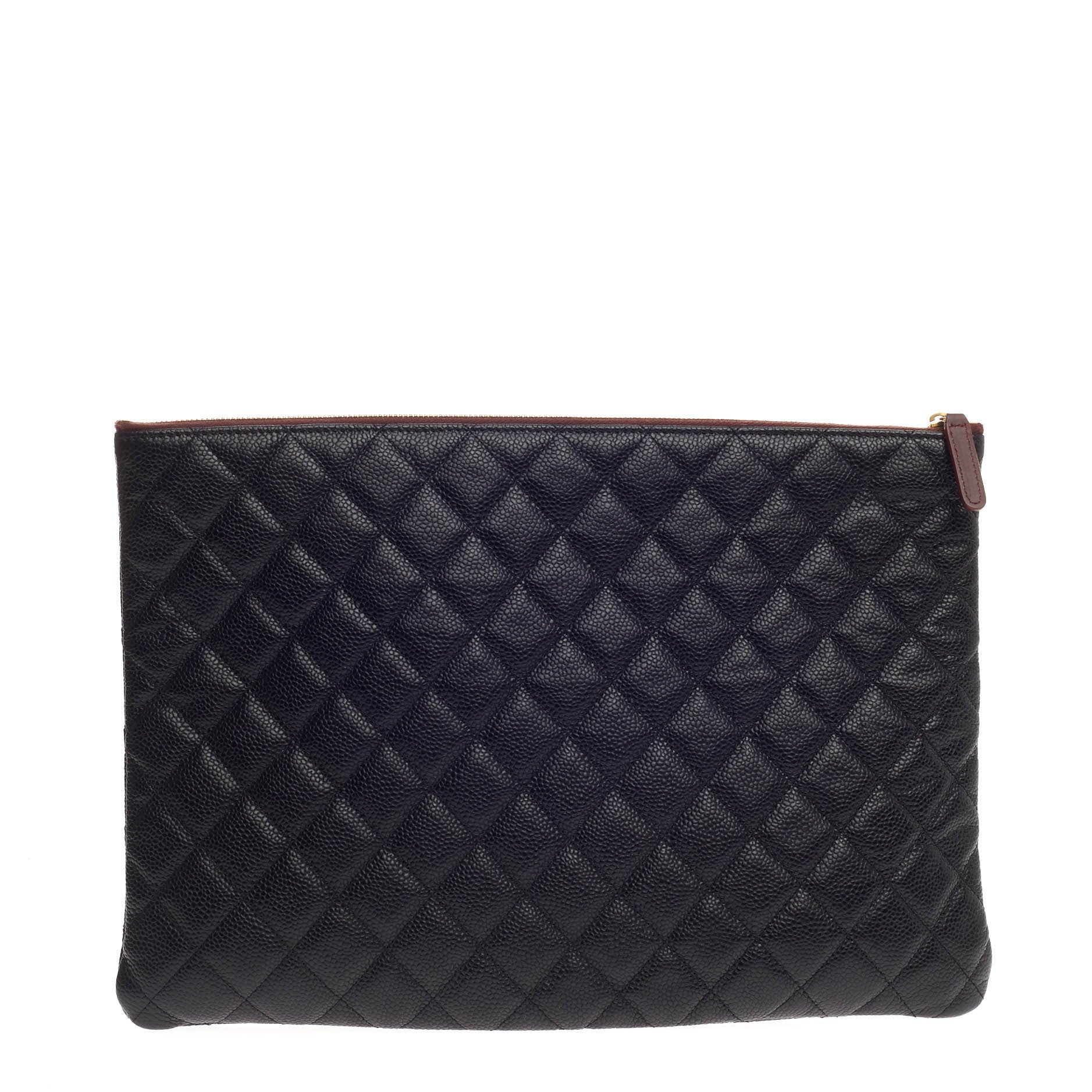 O Case Clutch Quilted Caviar Large