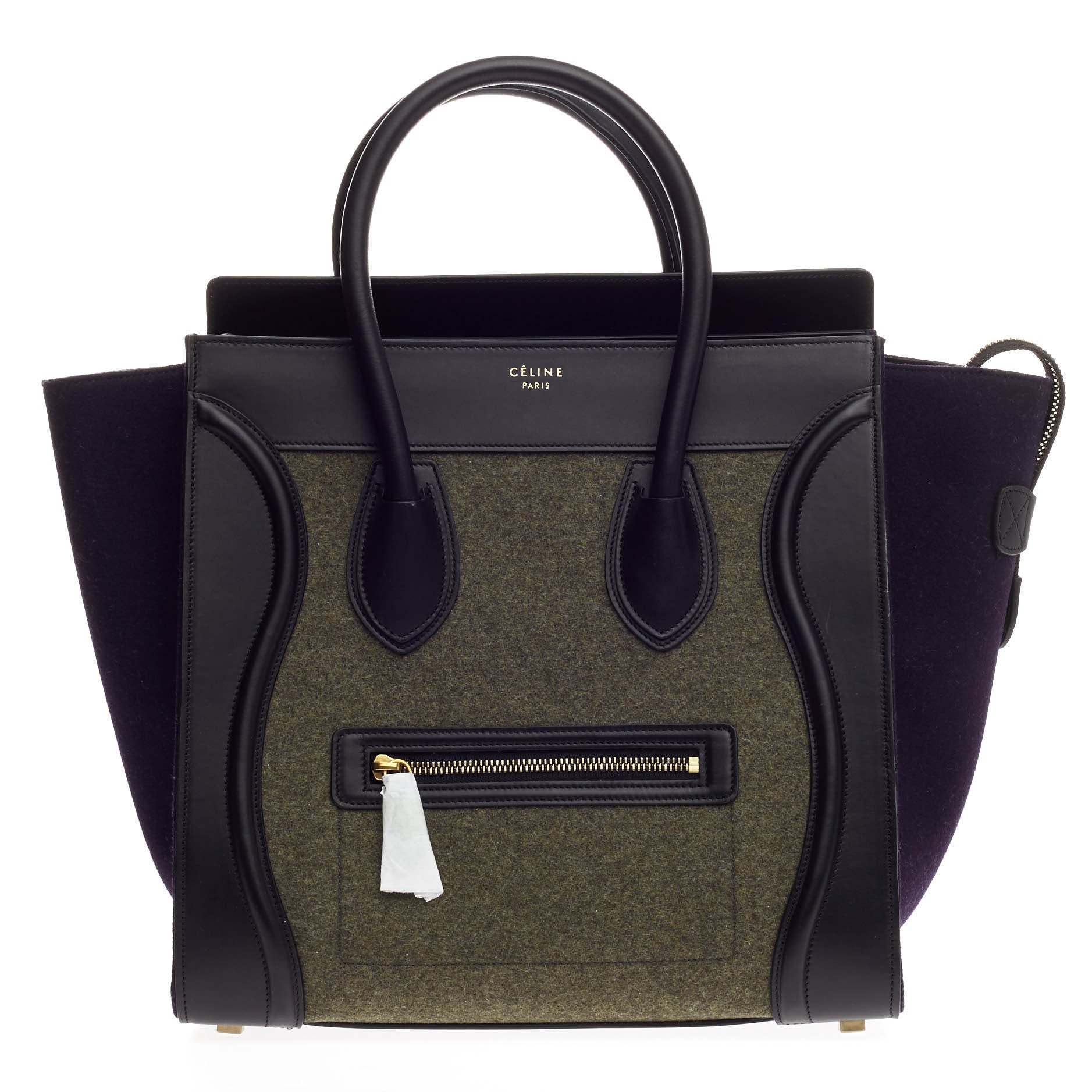 Tricolor Luggage Handbag Felt Mini