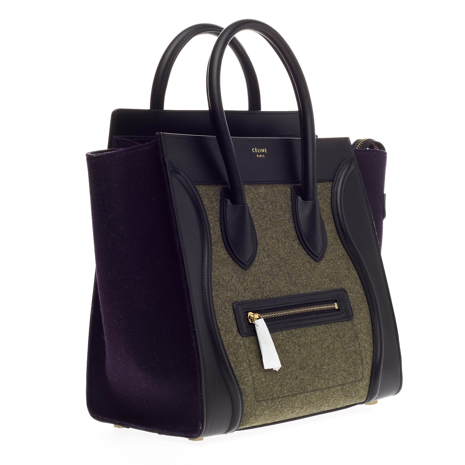 Tricolor Luggage Handbag Felt Mini