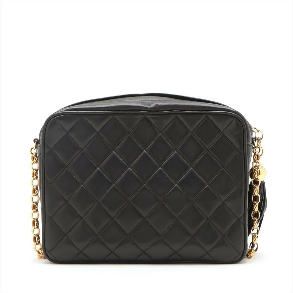 Chanel Vintage Black Mini Lambskin Tassel Bag with Gold Hardware