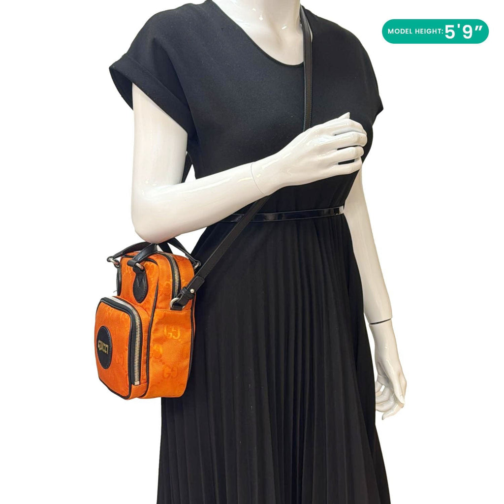 GUCCI Off The Grid Nylon Monogram Shoulder Bag Orange 625850
