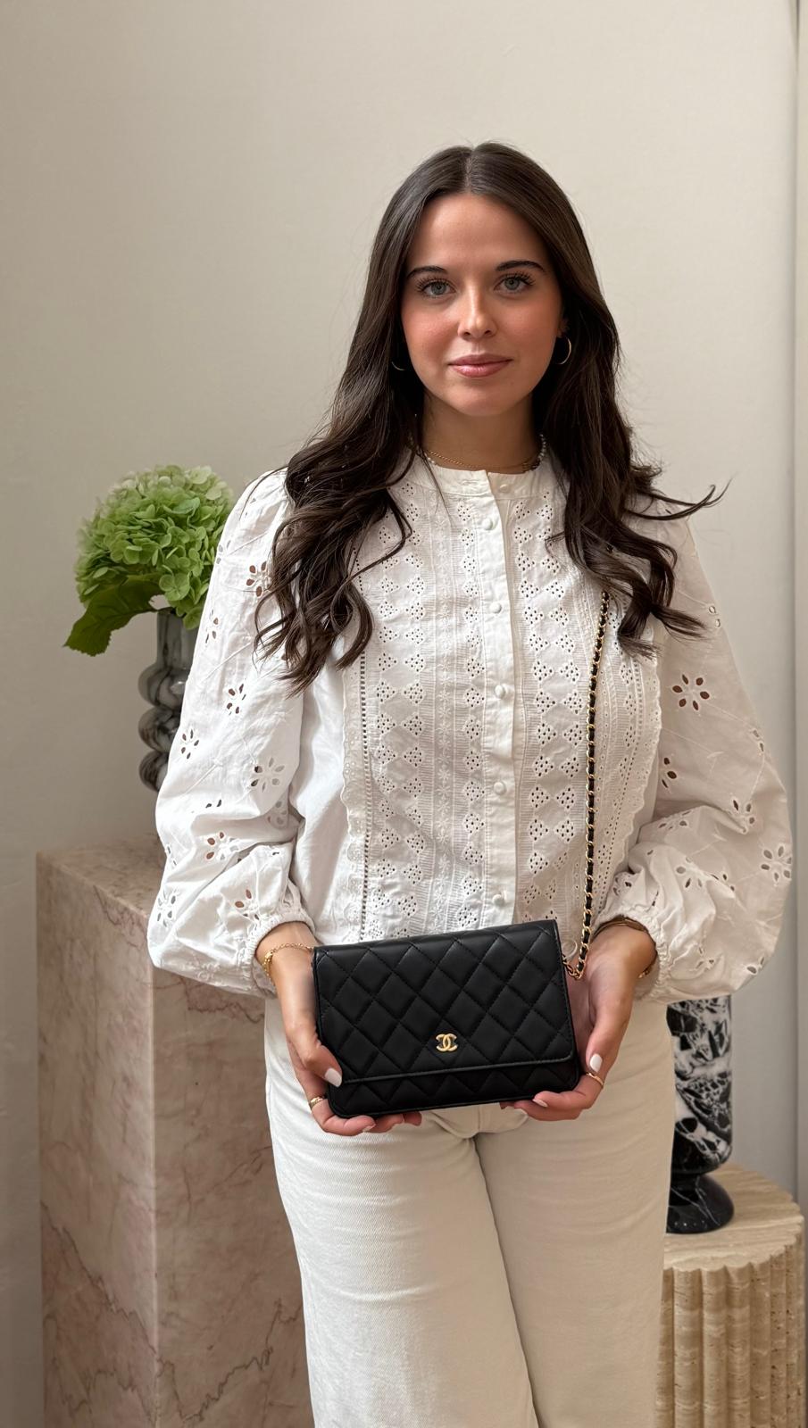 Chanel Wallet On Chain (WOC) Black Bag In Lambskin Leather With Gold Hardware 2018