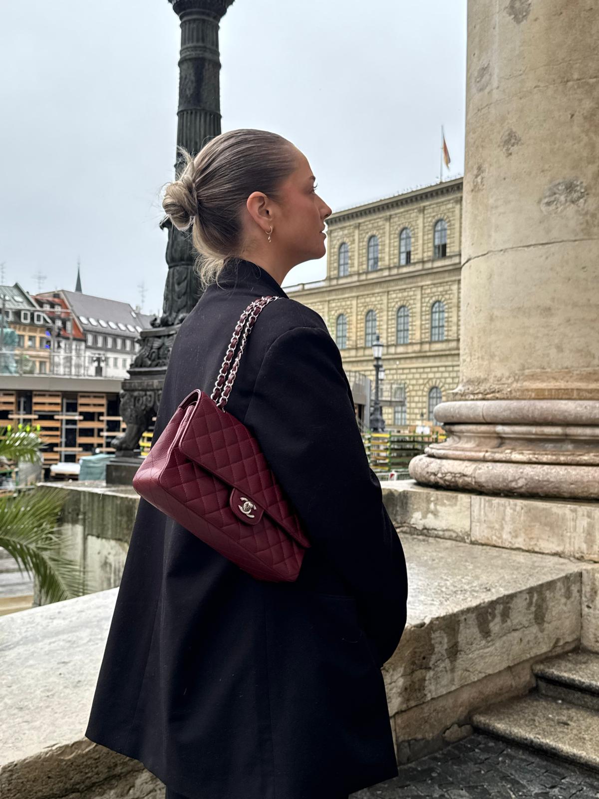 Chanel Burgundy Medium Classic Double Flap Caviar