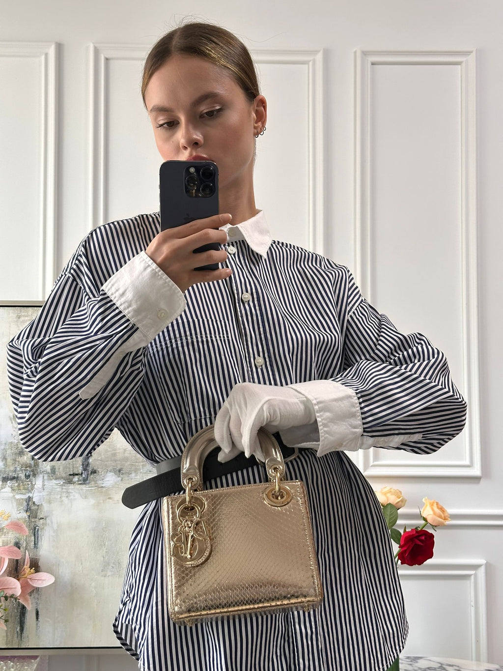 Dior Mini Lady Dior Bag Gold in Python Leather 2014