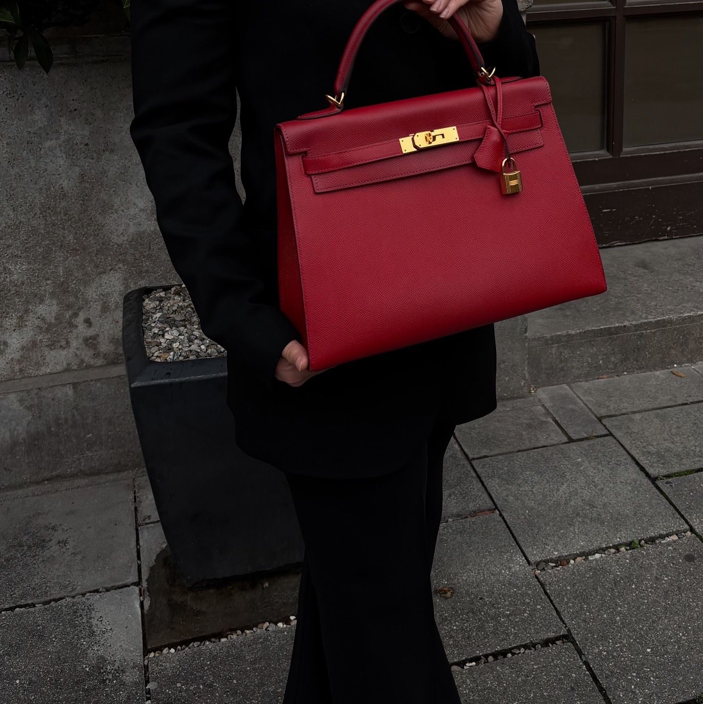Hermes Kelly 32 Sellier Bag Rouge Casaque Epsom Leather Gold Hardware