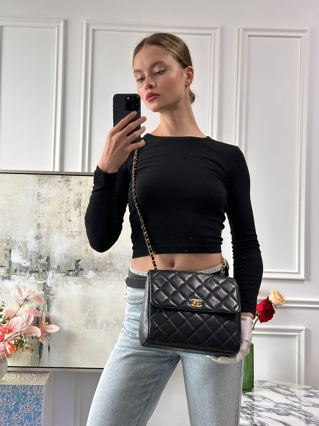 Chanel Vintage Classic Kelly Single Flap Bag – Black Caviar