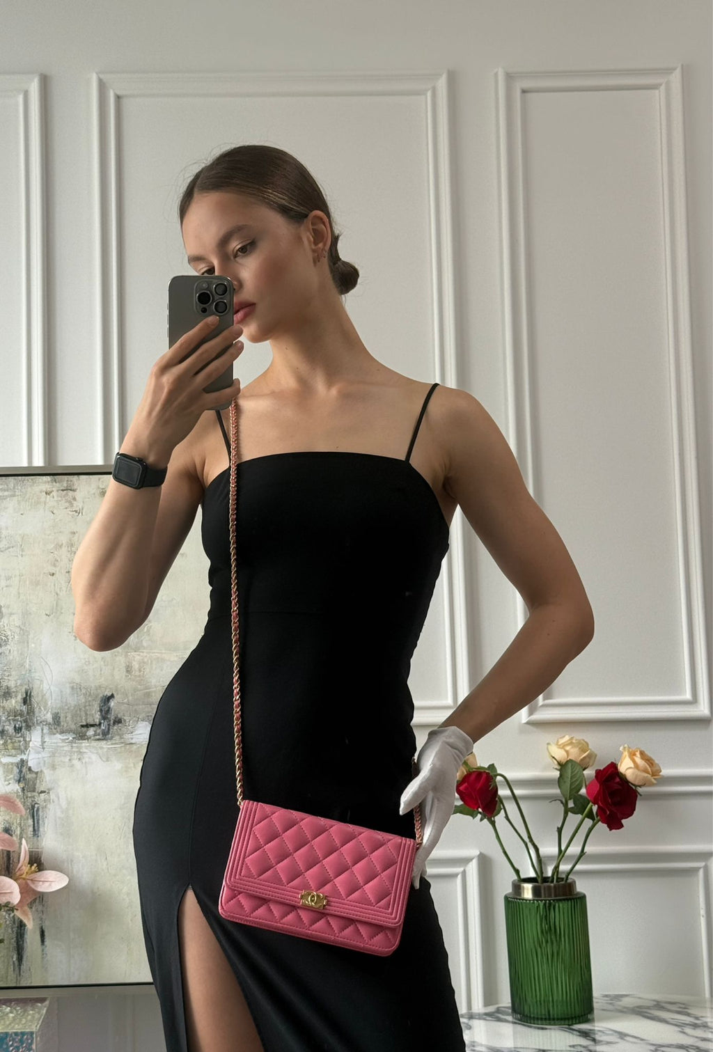 Chanel Boy Wallet on Chain (woc) Pink