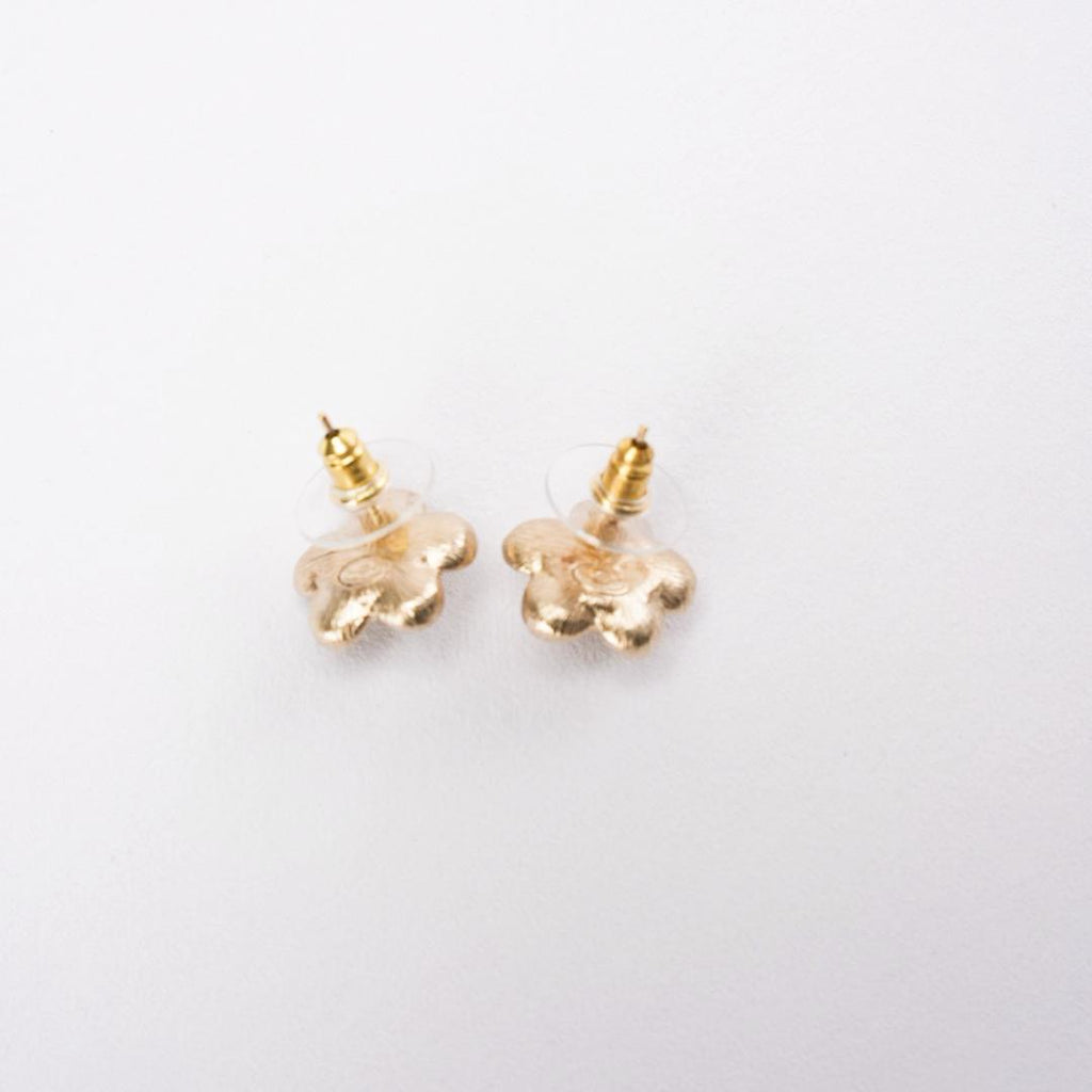 Chanel Pearl CC Flower Earrings Gold