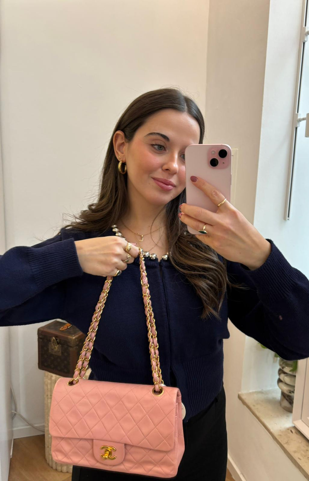 Chanel Vintage Small Pink Lambskin Classic Flap Bag