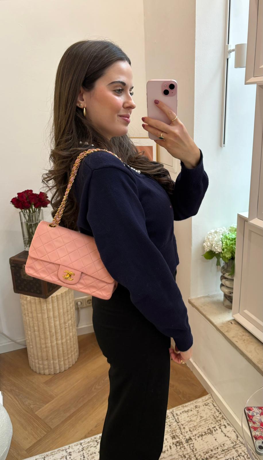 Chanel Vintage Small Pink Lambskin Classic Flap Bag