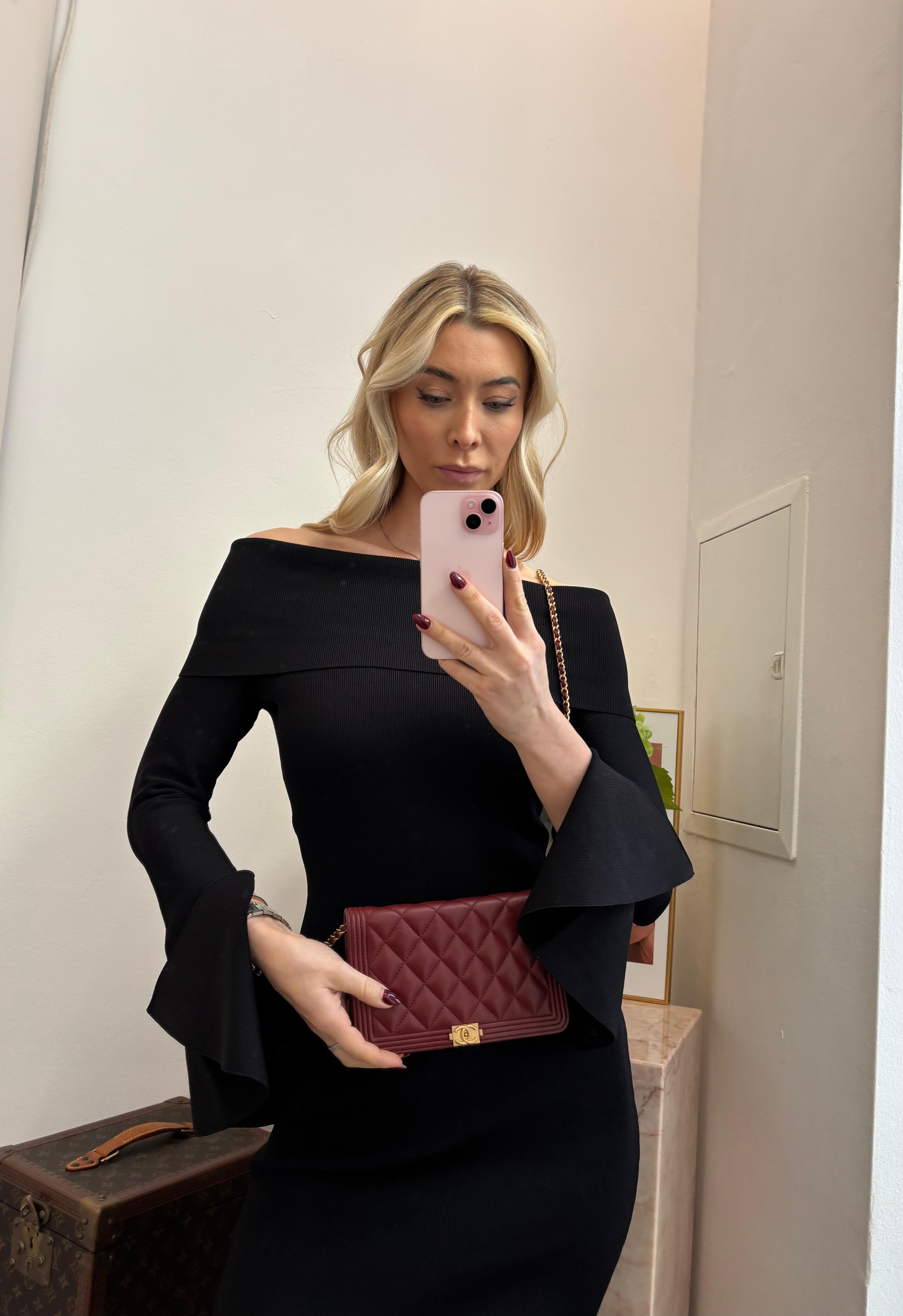 Chanel Burgundy Boy Wallet on Chain Bag Lambskin 2017