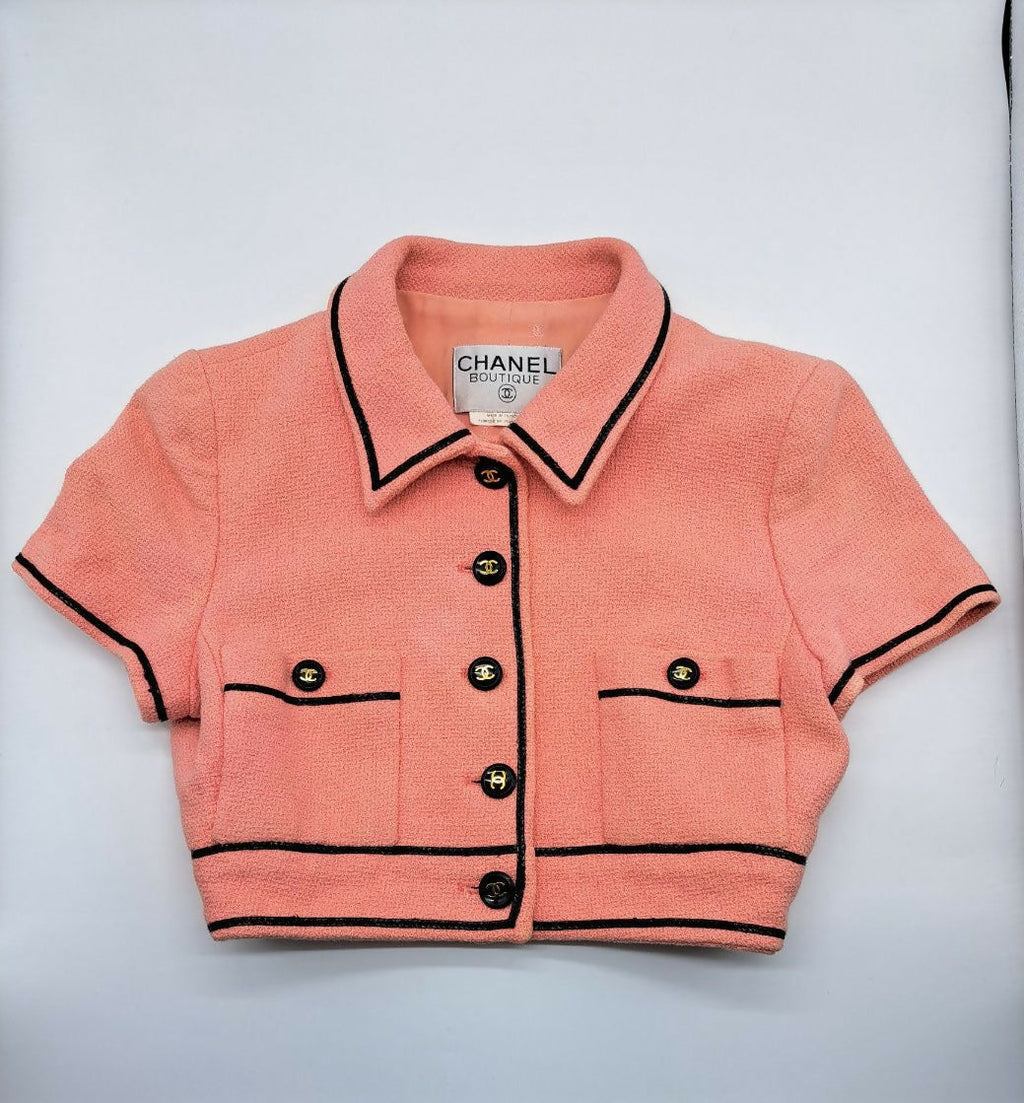 Chanel Vintage 95P Pink Cropped Jacket