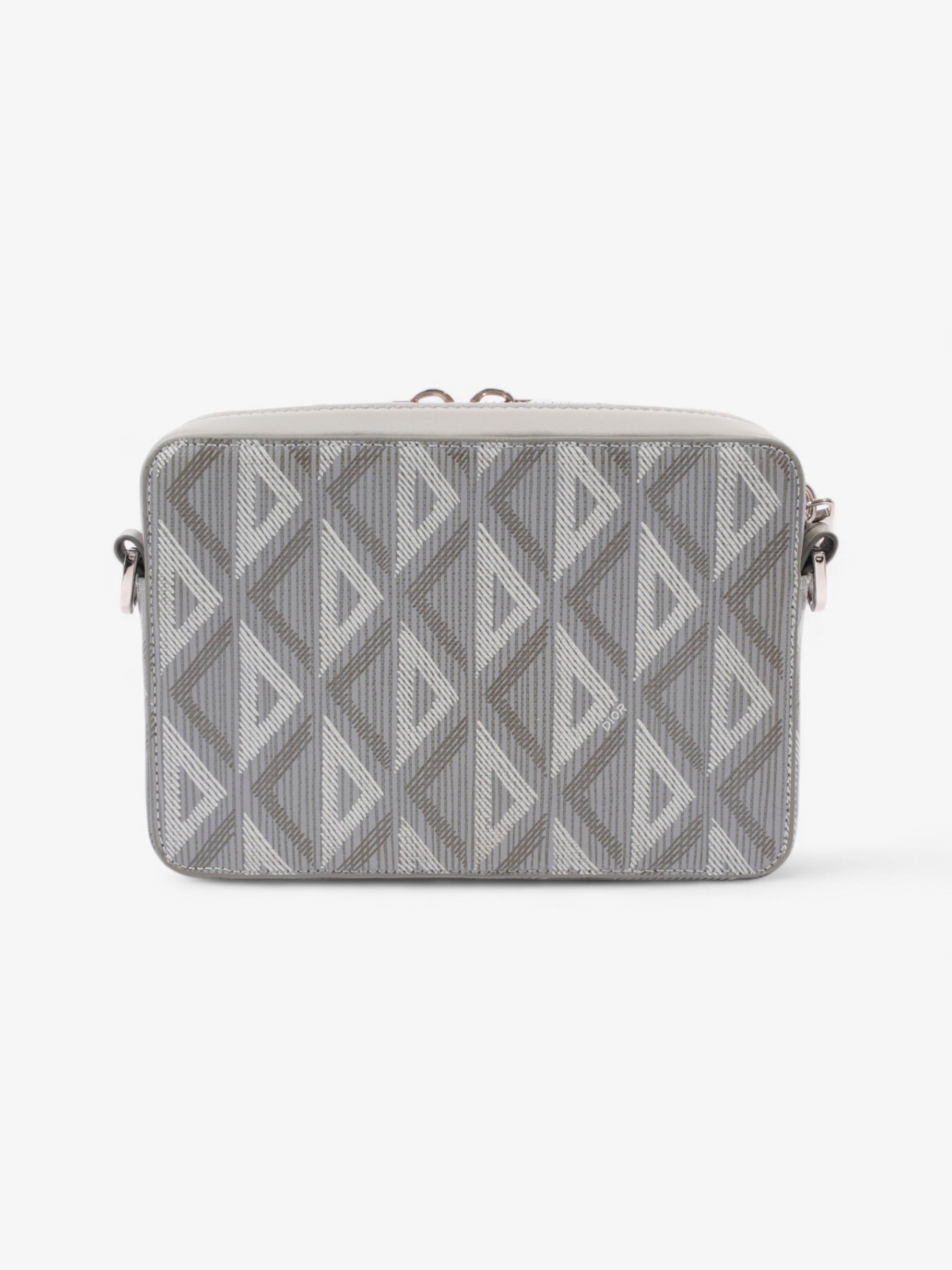 Christian Dior Zipped Pouch With Strap Grey CD Diamond Coated Canvas