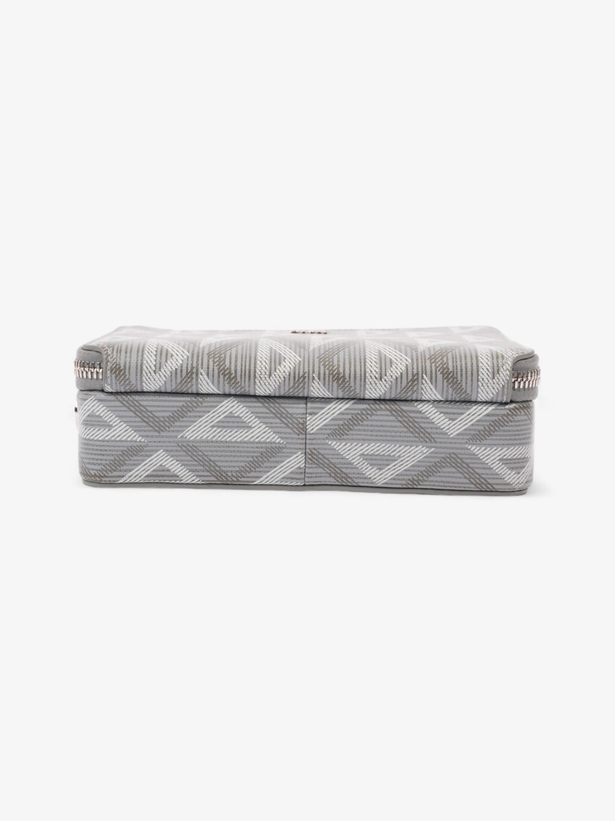Christian Dior Zipped Pouch With Strap Grey CD Diamond Coated Canvas