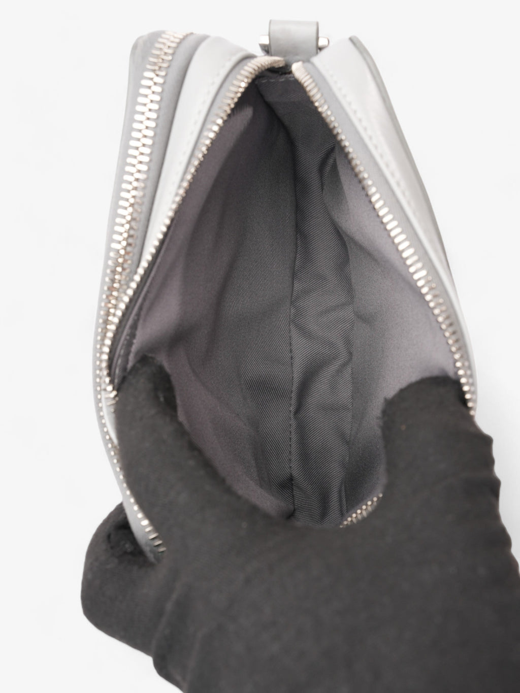 Christian Dior Zipped Pouch With Strap Grey CD Diamond Coated Canvas