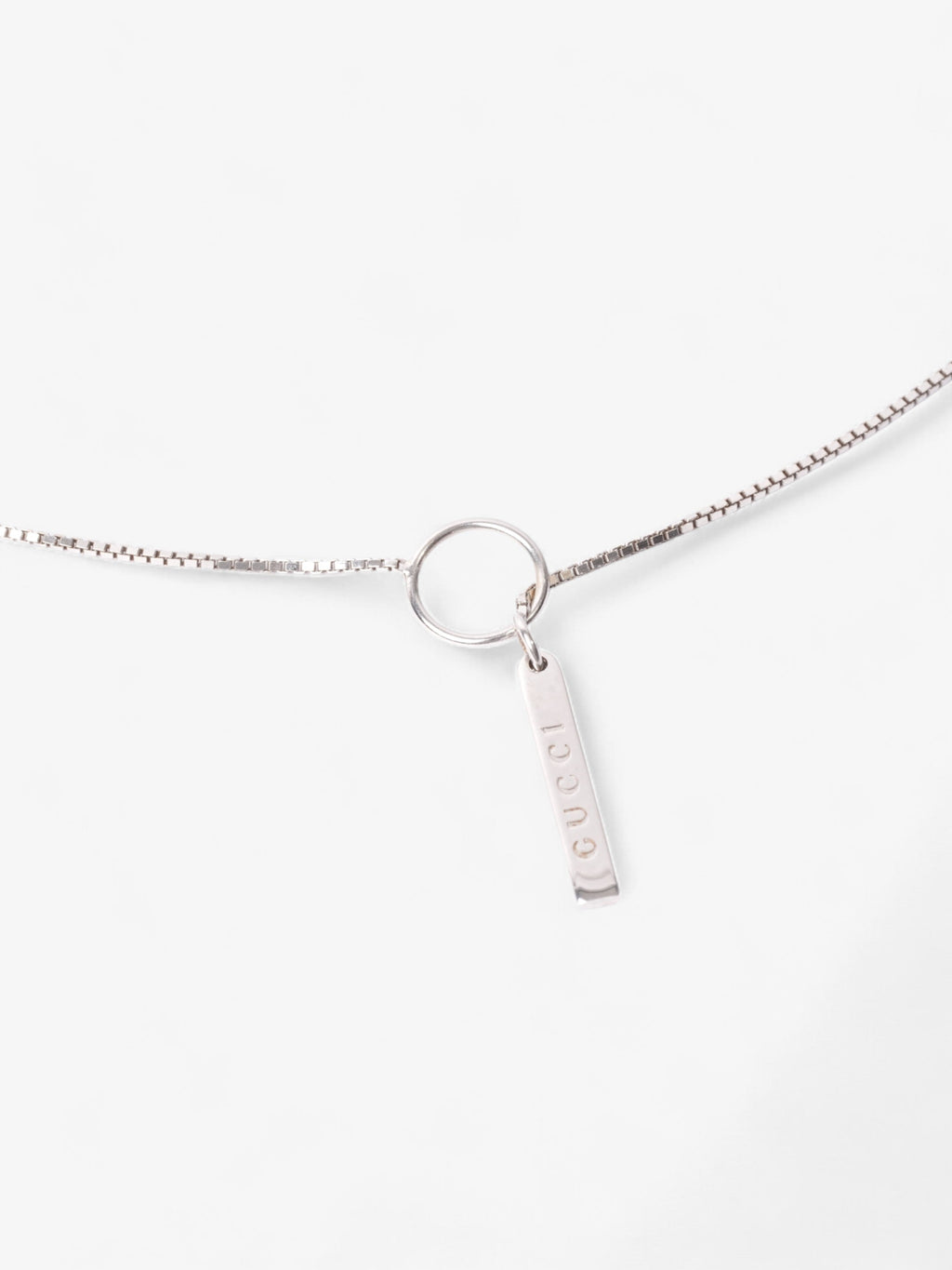 Gucci Logo Drop Necklace White Gold White Gold