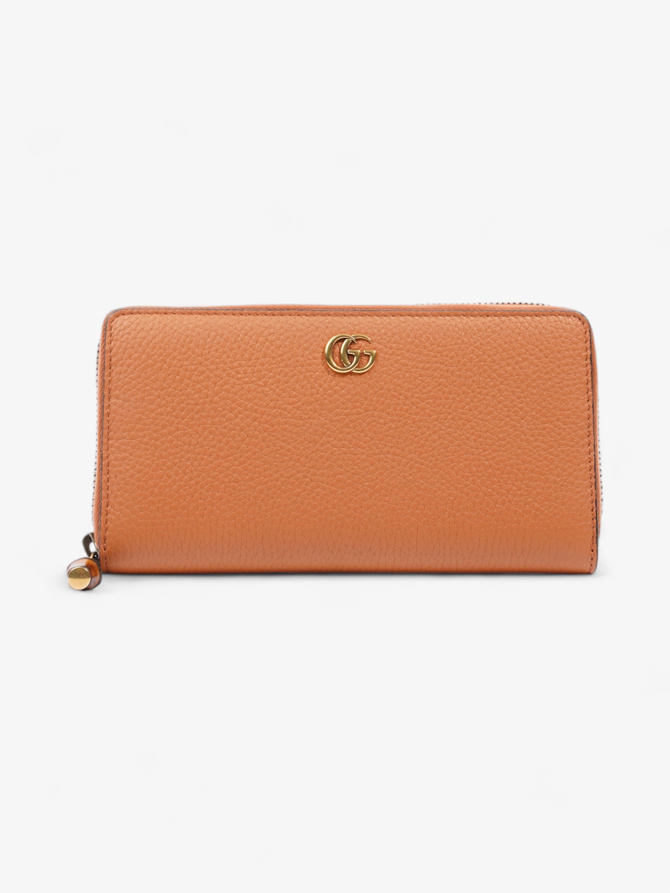 Gucci Zip Around Wallet With Bamboo Brown Leather