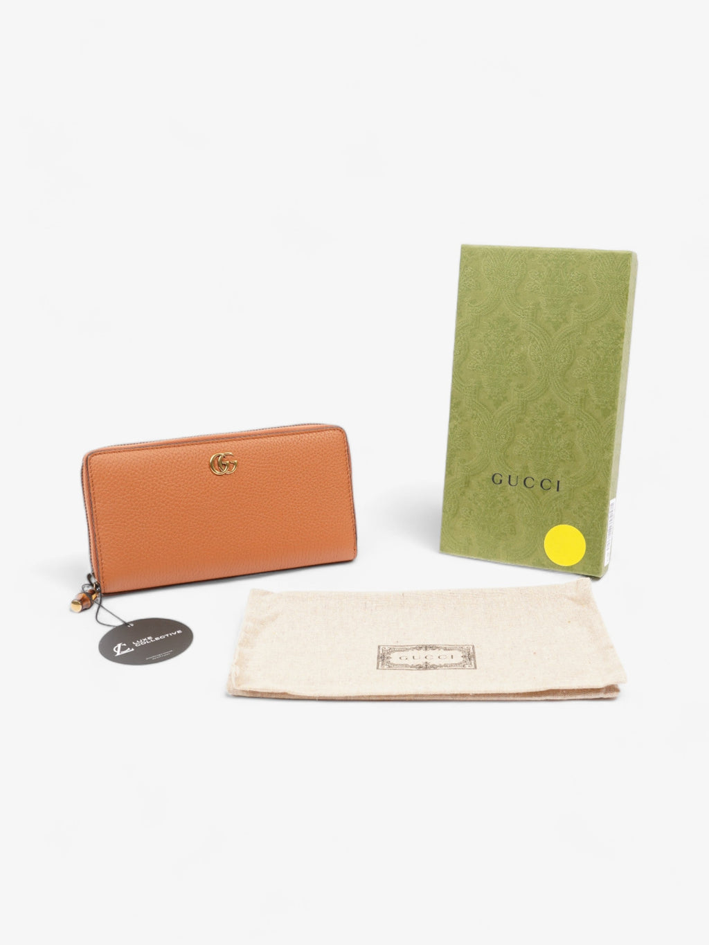 Gucci Zip Around Wallet With Bamboo Brown Leather