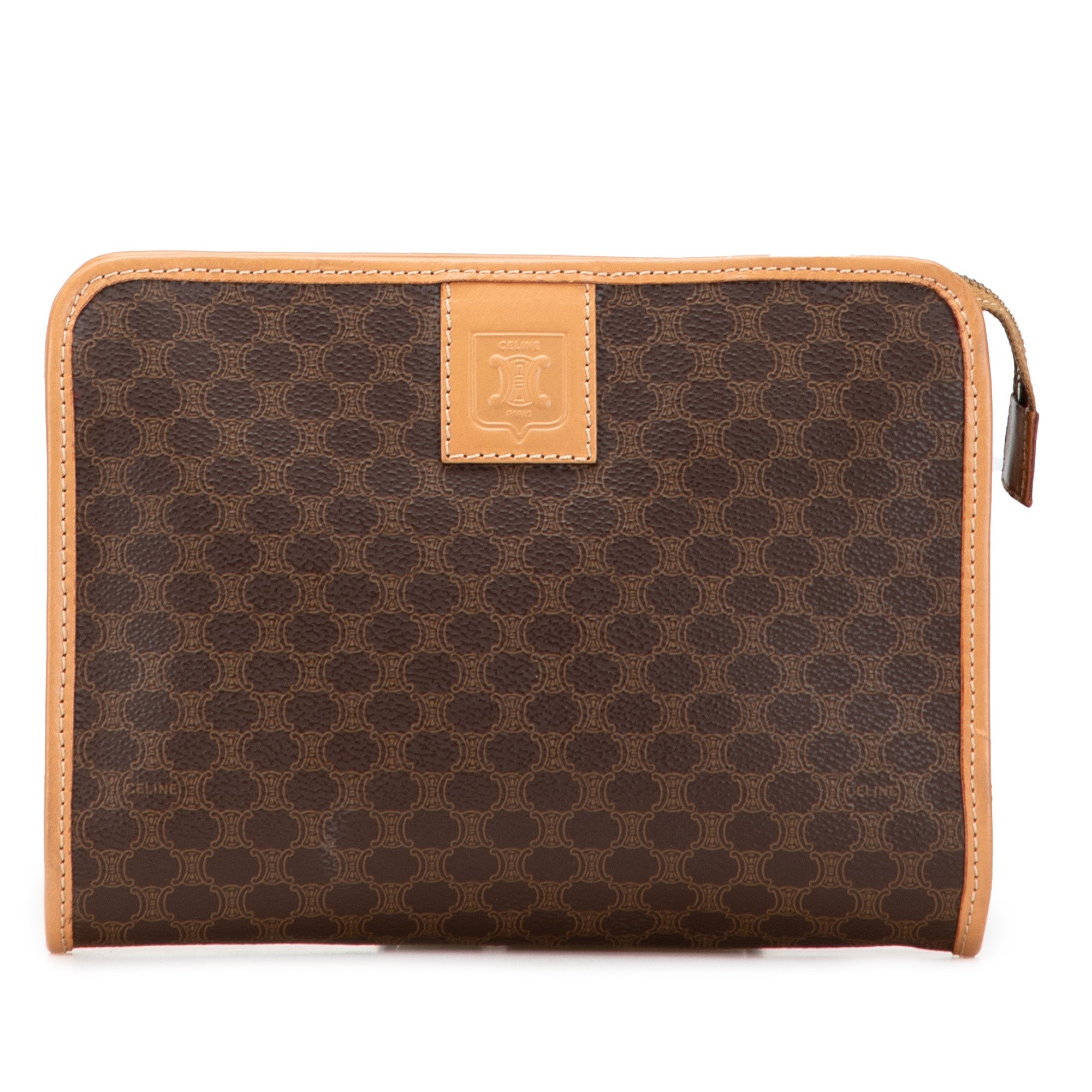 Vintage Saddle Flap Shoulder Bag Macadam Coated Canvas Small