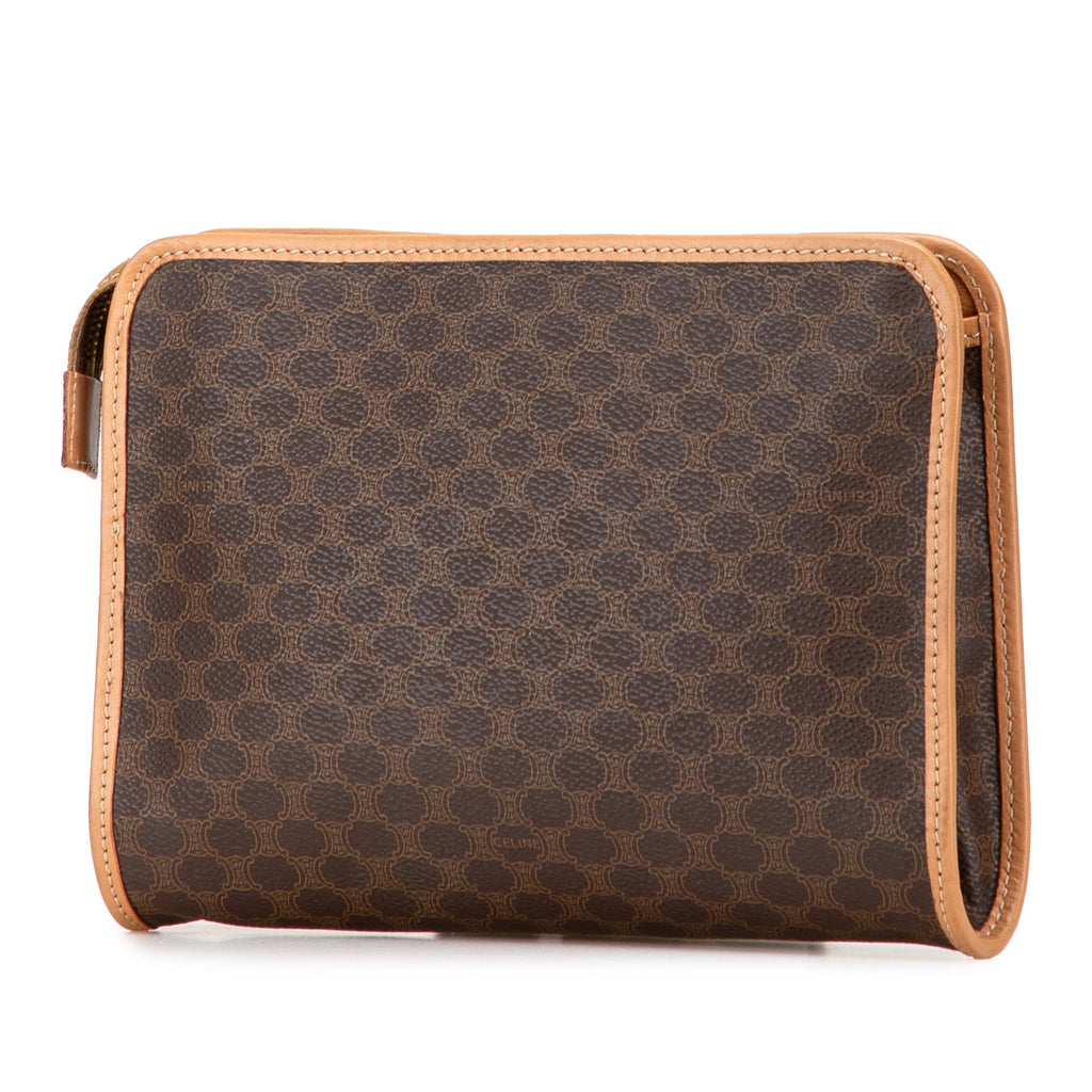Vintage Saddle Flap Shoulder Bag Macadam Coated Canvas Small