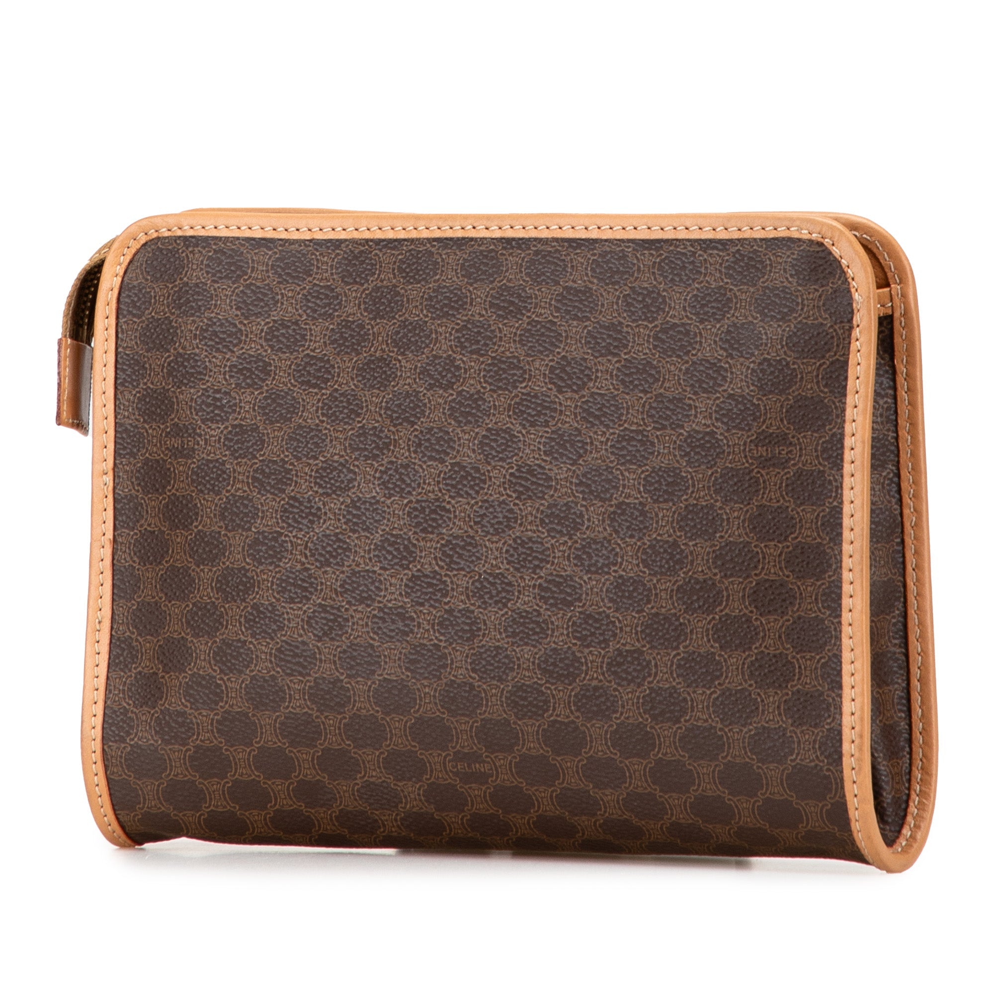 Vintage Saddle Flap Shoulder Bag Macadam Coated Canvas Small