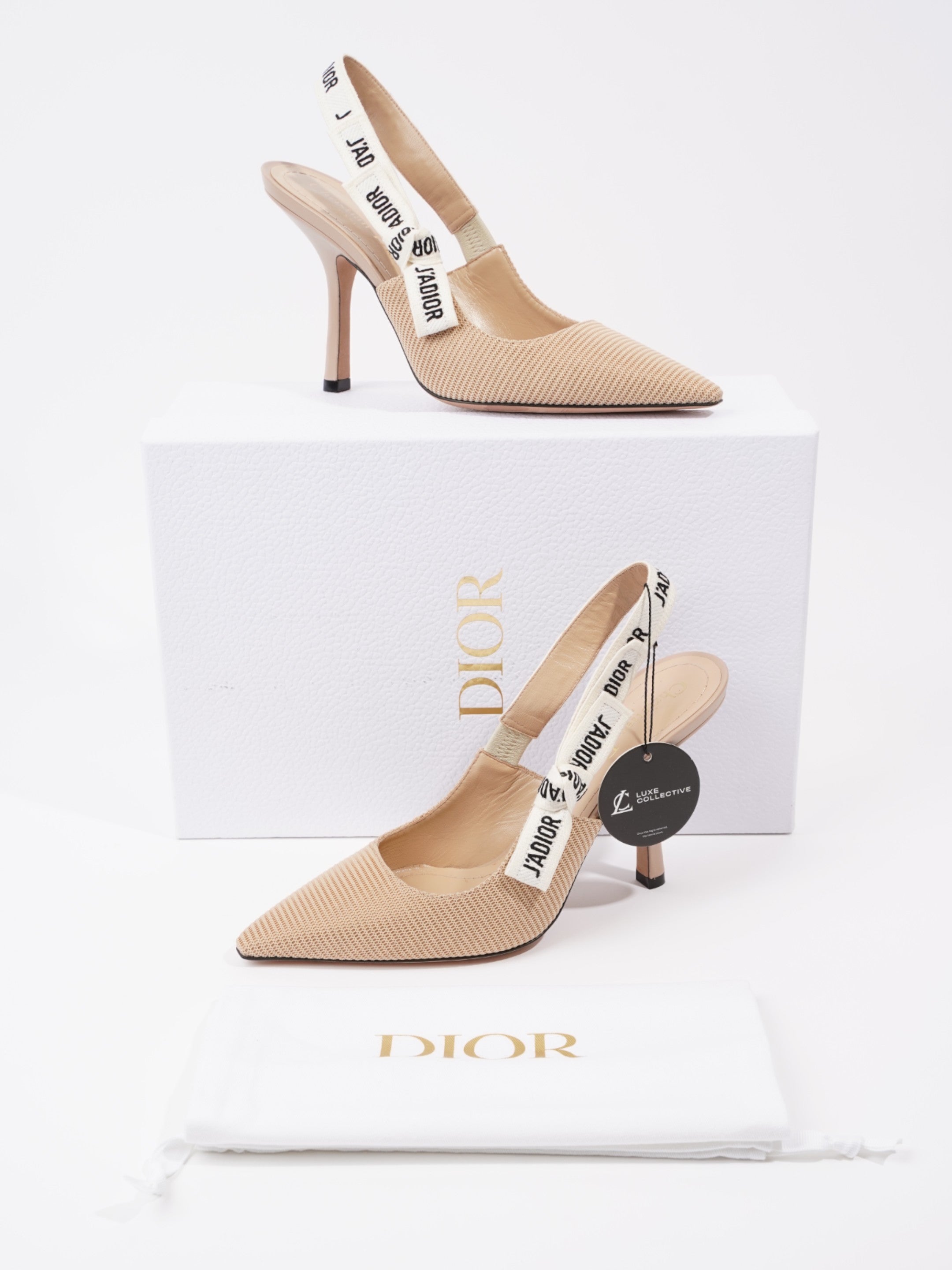 Christian Dior J'Adior Heel 100 Nude Cotton EU 38 UK 5