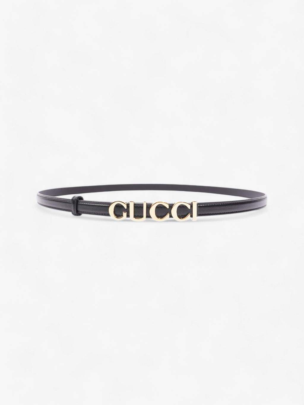 Gucci Buckle Thin Belt Black / Gold Leather 105cm / 42"