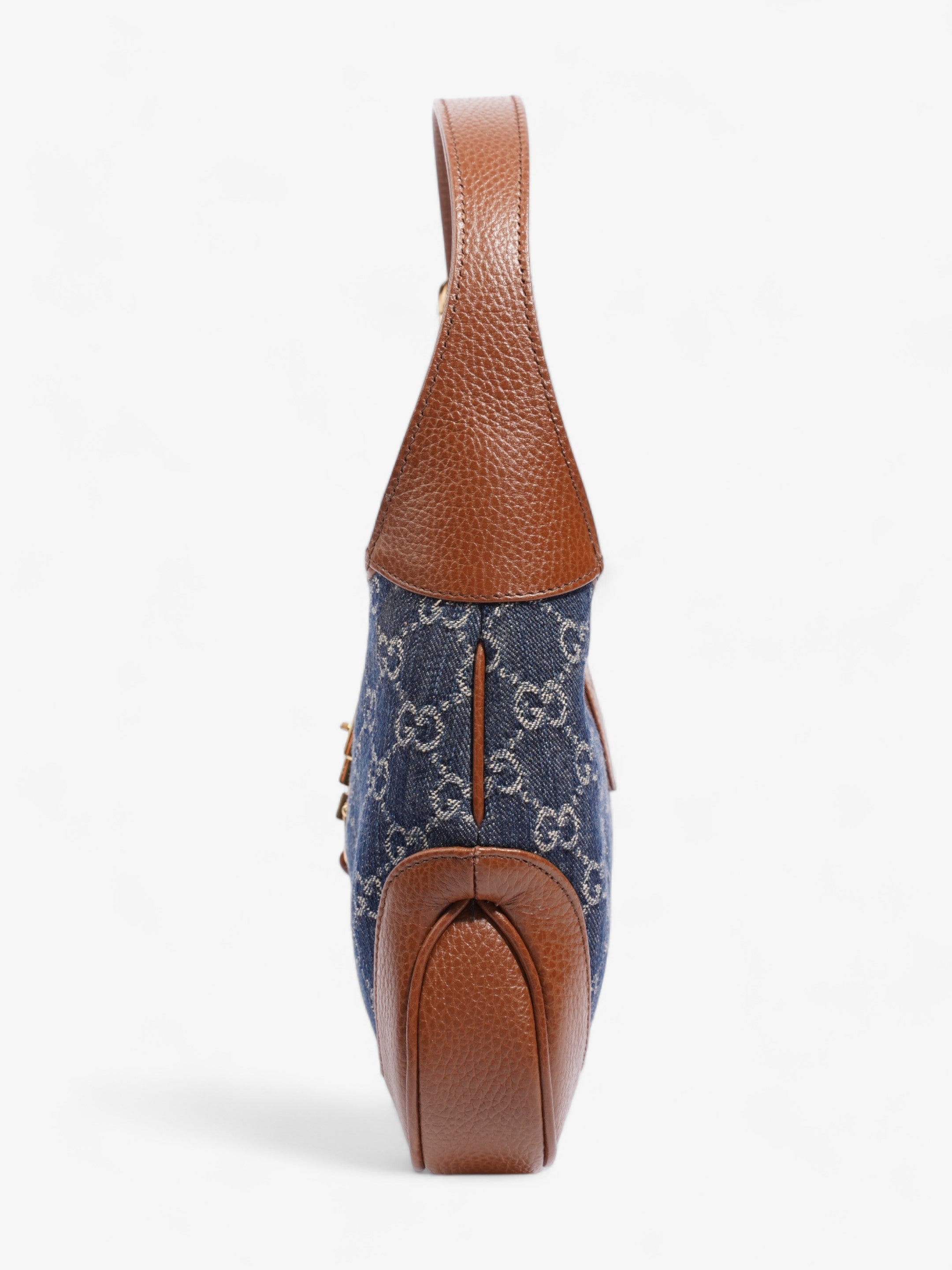 Gucci Jackie 1961 Denim GG Supreme / Brown Leather Denim Small