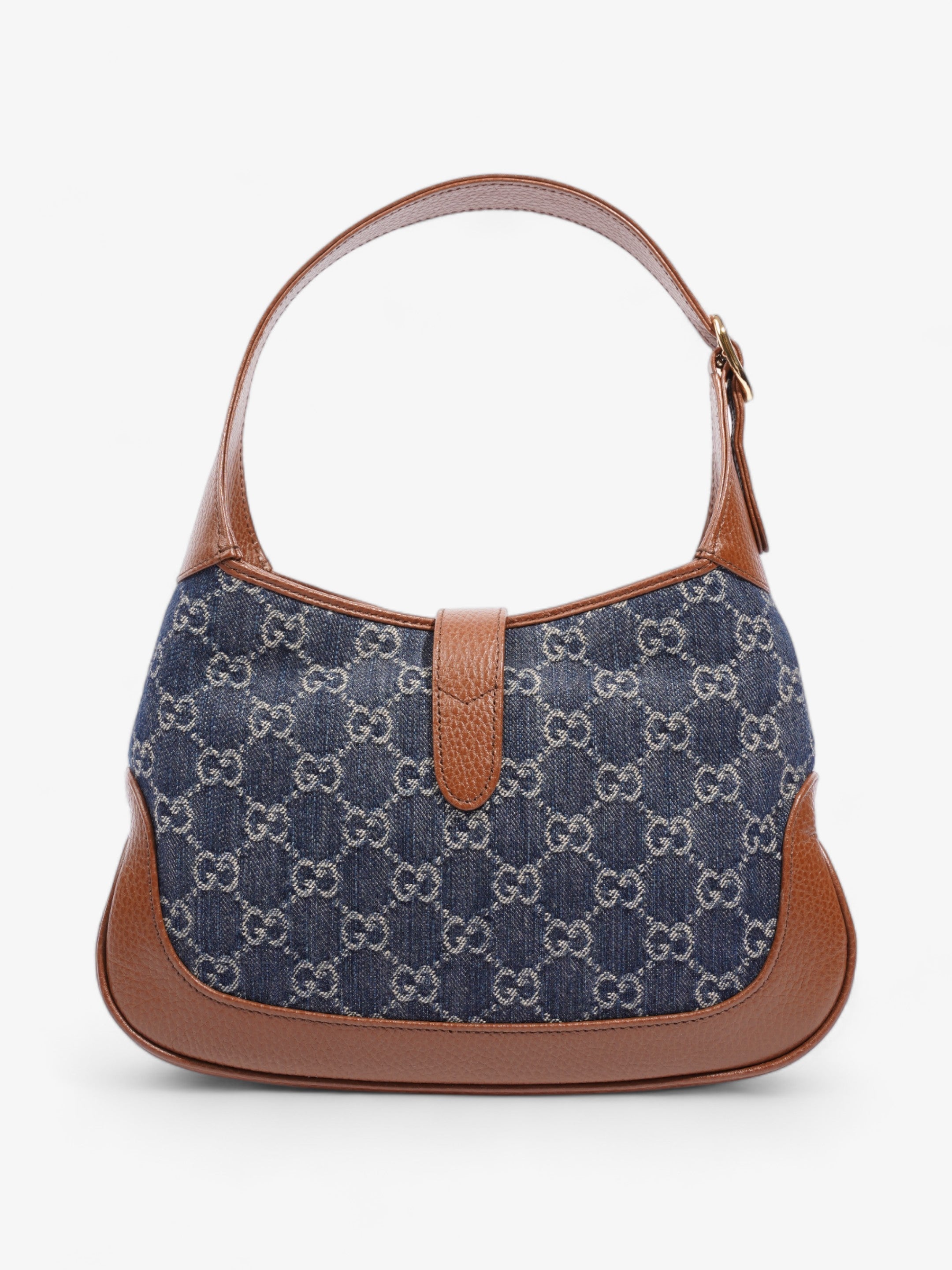 Gucci Jackie 1961 Denim GG Supreme / Brown Leather Denim Small