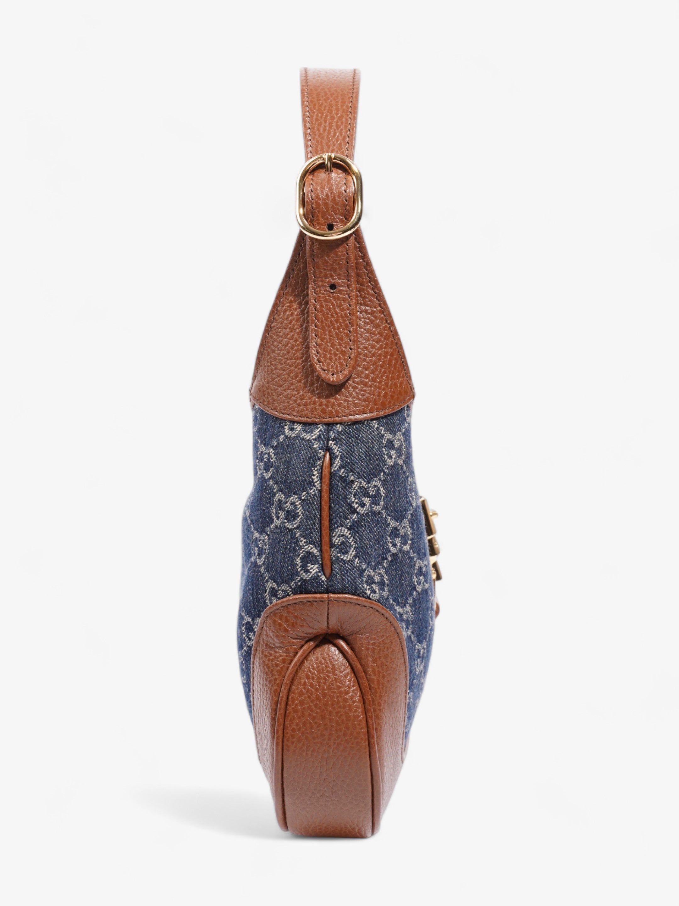Gucci Jackie 1961 Denim GG Supreme / Brown Leather Denim Small